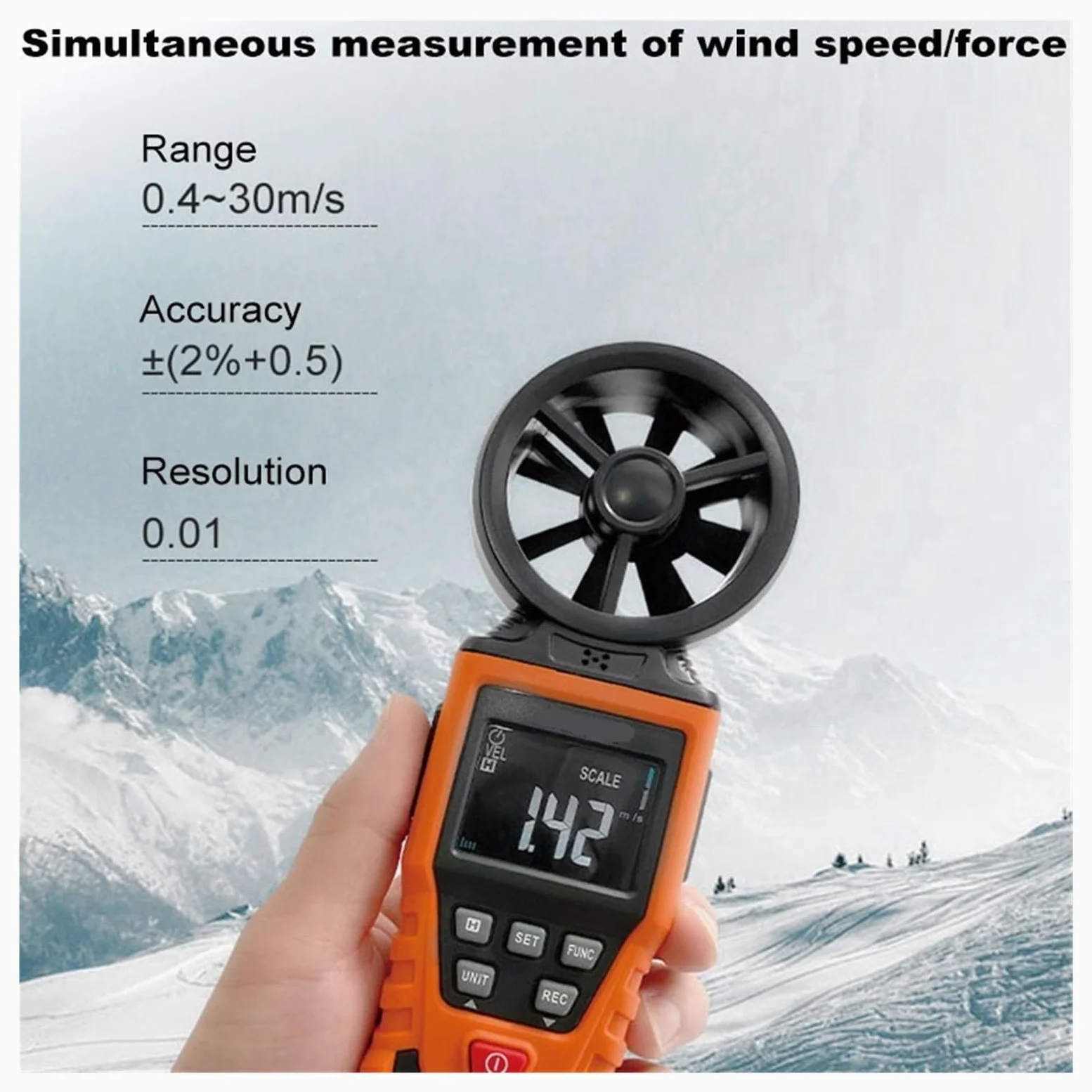 Anemómetro Medidor CFM De Velocidad Del Viento Digital Mano Prueba Medir El Flujo Aire Con Retroiluminación Mediciones Precisas Versátiles(BSD-340A)
