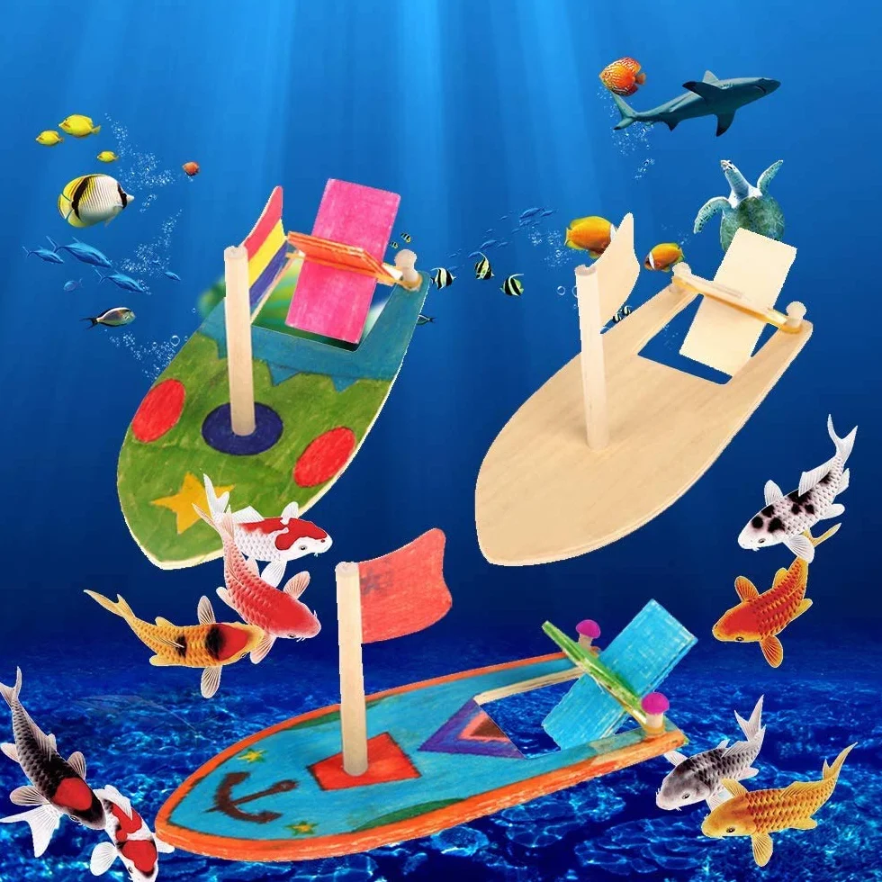 Velero de Madera para Niños 8 piezas Mini Veleros Modelos Bricolaje Acuático