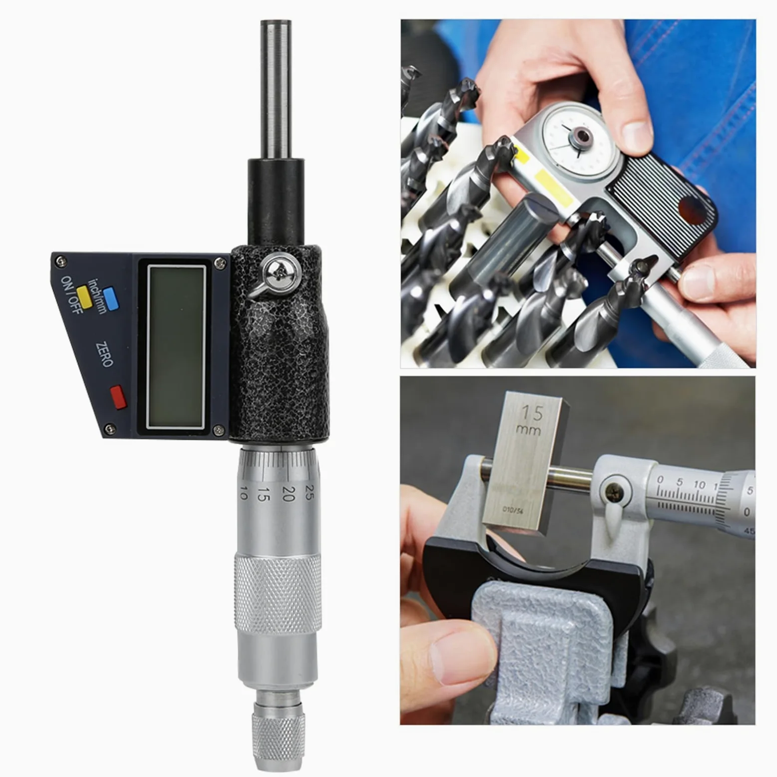 TOPINCN Herramienta de Carburo Cementado de Alta Precisión con Cabezal Micrométrico Digital para Medir 0-25 Mm (0-25 mm)