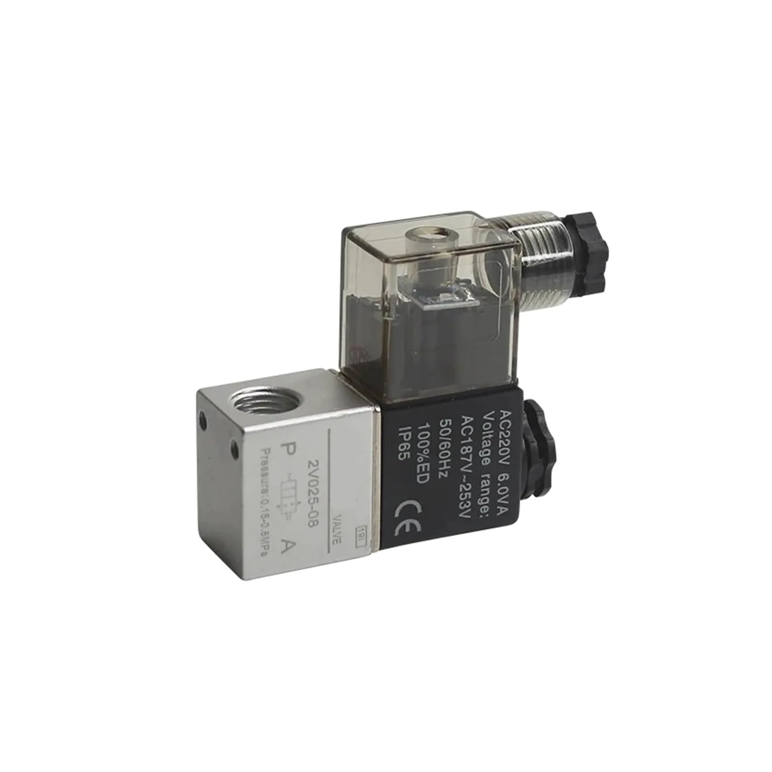 Electroválvula neumática de aire 2V025-08 dc12v 24v 220v 2 posiciones 2 puertos normalmente cerrada
