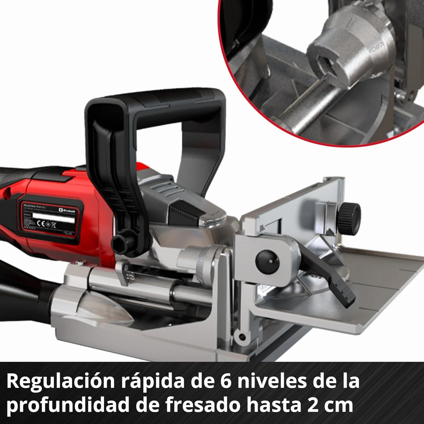 Einhell Fresa engalletadora con batería TE-BJ Li-Solo Power X-Change (18V, iones de Li, ajuste de ángulo/altura continuo, regulación de profundidad de 6 niveles, sin batería ni cargador)