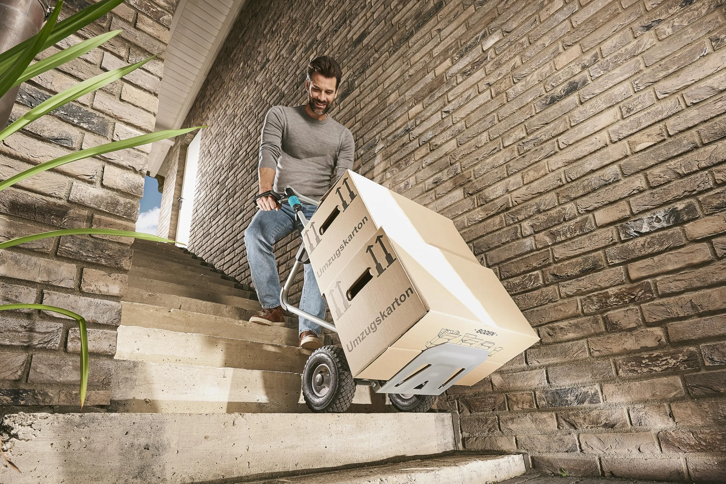 wolfcraft Carro de Transporte TS 2500 I 5535000 I La solución 2 en 1: conversión rápida en Carretilla para Sacos o Carretilla de jardín para un Uso Flexible I 200 Kg de Carga