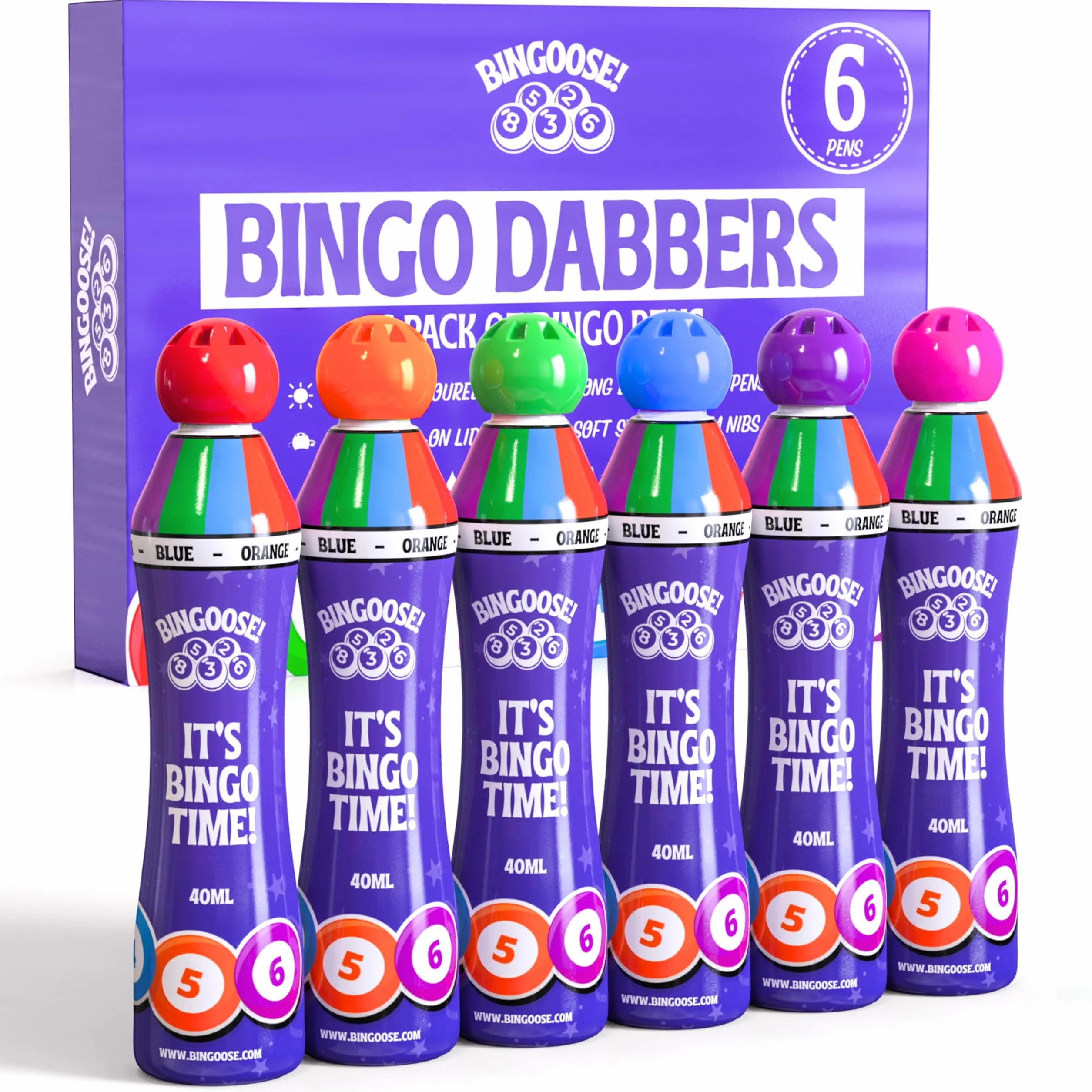 Bingo Dabbers Juego de 6 Bolígrafos de Bingo Punta de Esponja Marcadores Brillantes