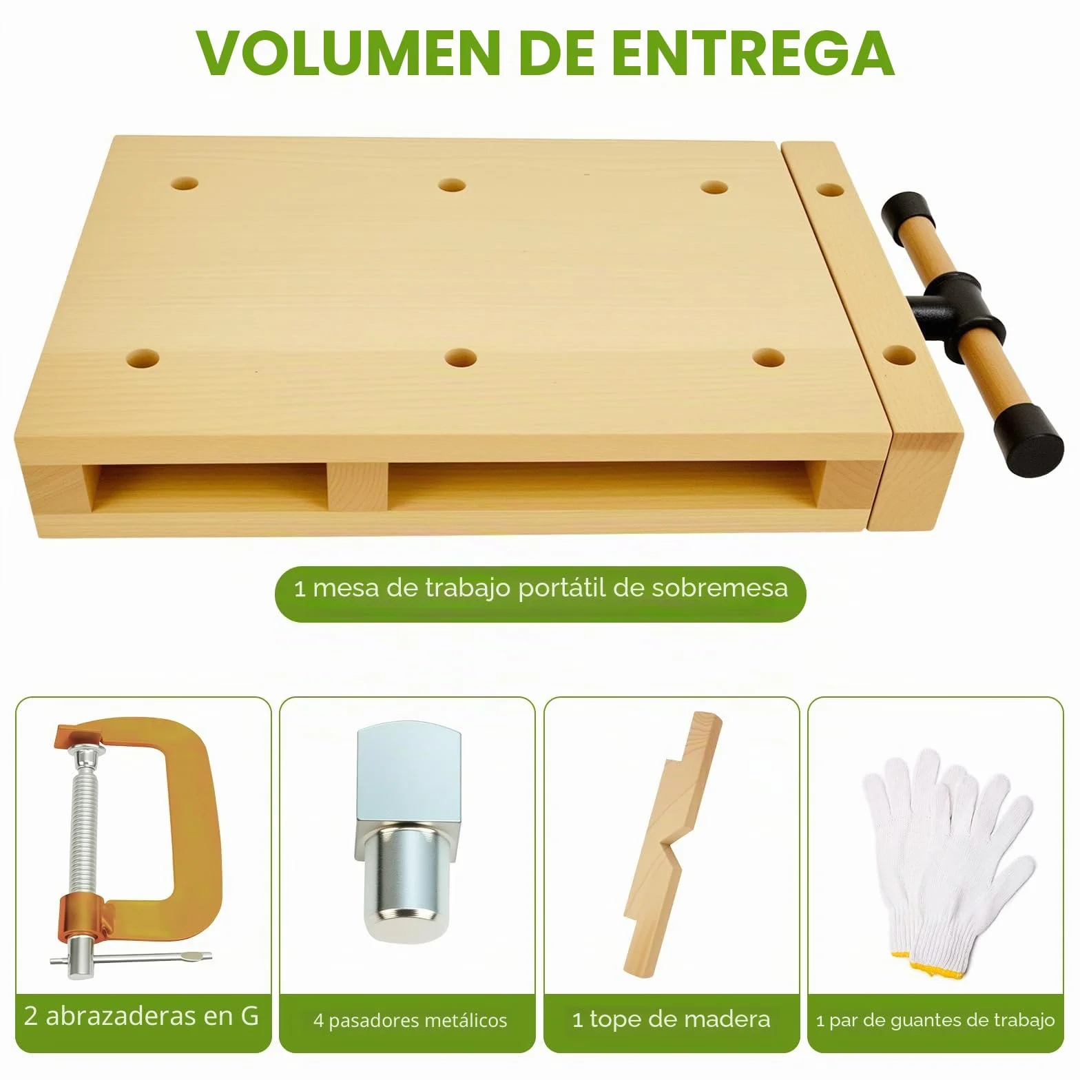 Banco de Trabajo Portátil 46,5×28×7 cm Mesa Carpintería Taller Móvil Torno Madera Tornillo de Banco