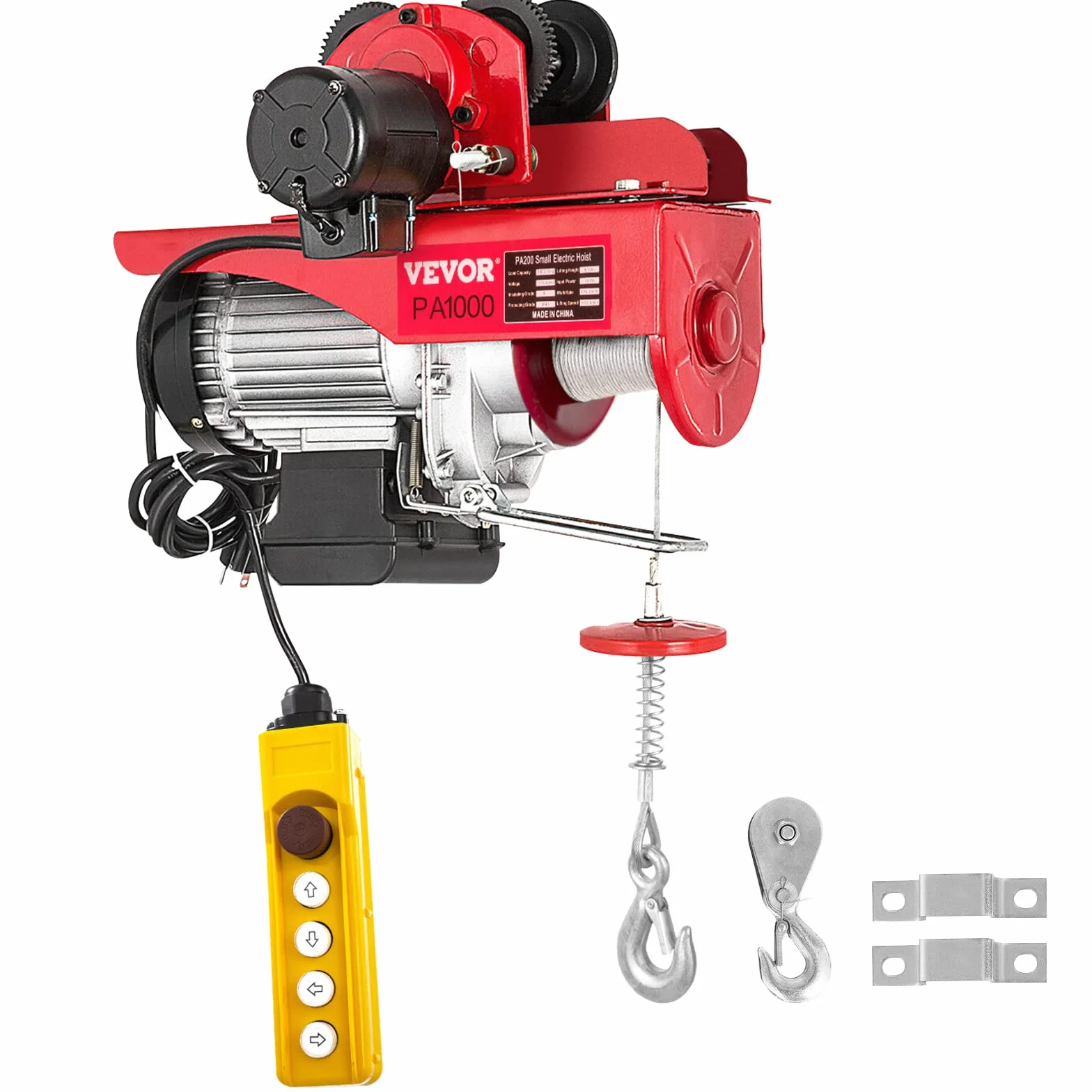 VEVOR Polipasto Eléctrico, Montacargas Eléctrico con Carretilla Eléctrica, Capacidad de 1000 kg, Polipasto Eléctrico de Acero Cabrestante Eléctrico Cable Eléctrico con Mando a Distancia