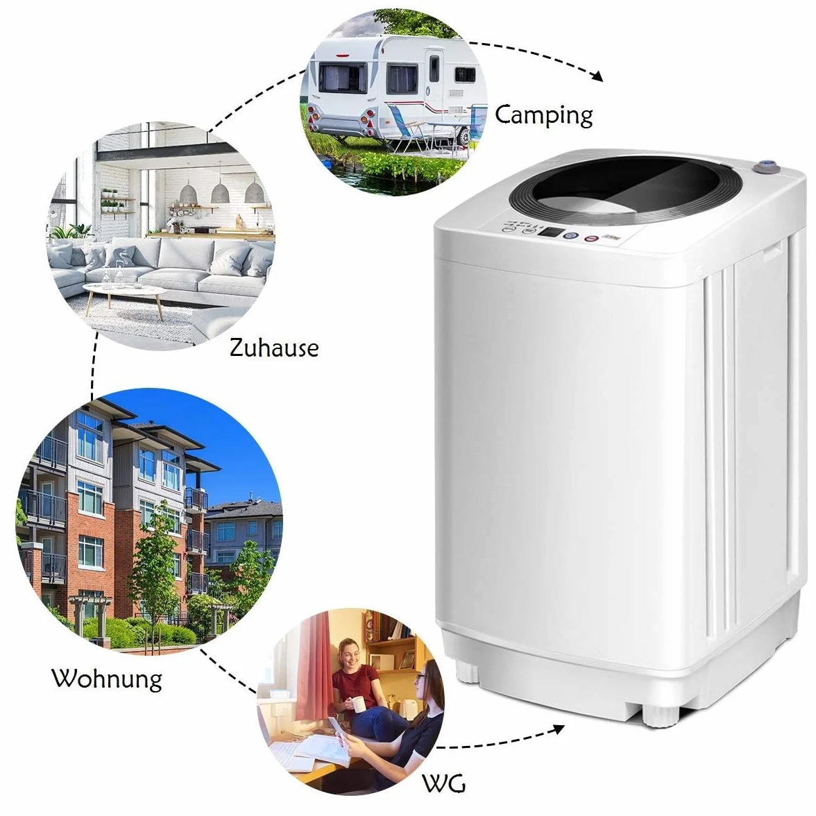 FANTASK Lavadora automática 3,5 kg 240 W carga superior 6 programas con centrifugado
