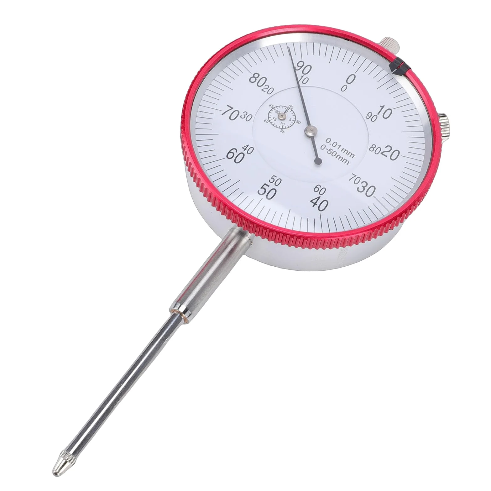 Bewinner Indicador de Dial de Puntero de Precisión de 0-50 Mm 0,01 Mm, Indicador de Prueba de Dial Mecánico con Punteros Dobles, Herramienta de Medición de Acero Inoxidable con Movimiento de Alta