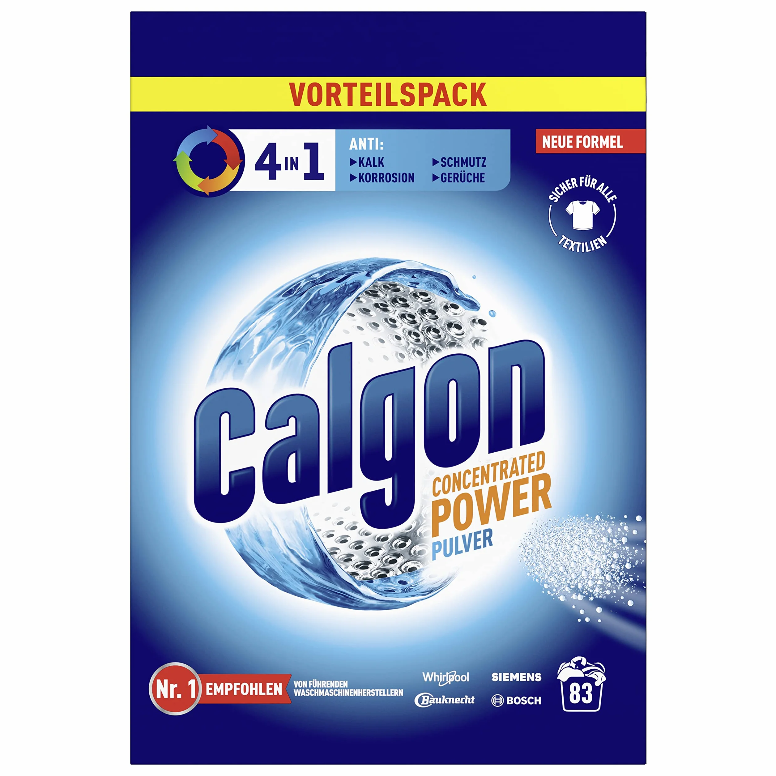 Calgon Power Powder 4 en 1 Ablandador de agua antical para lavadora 2,075 kg
