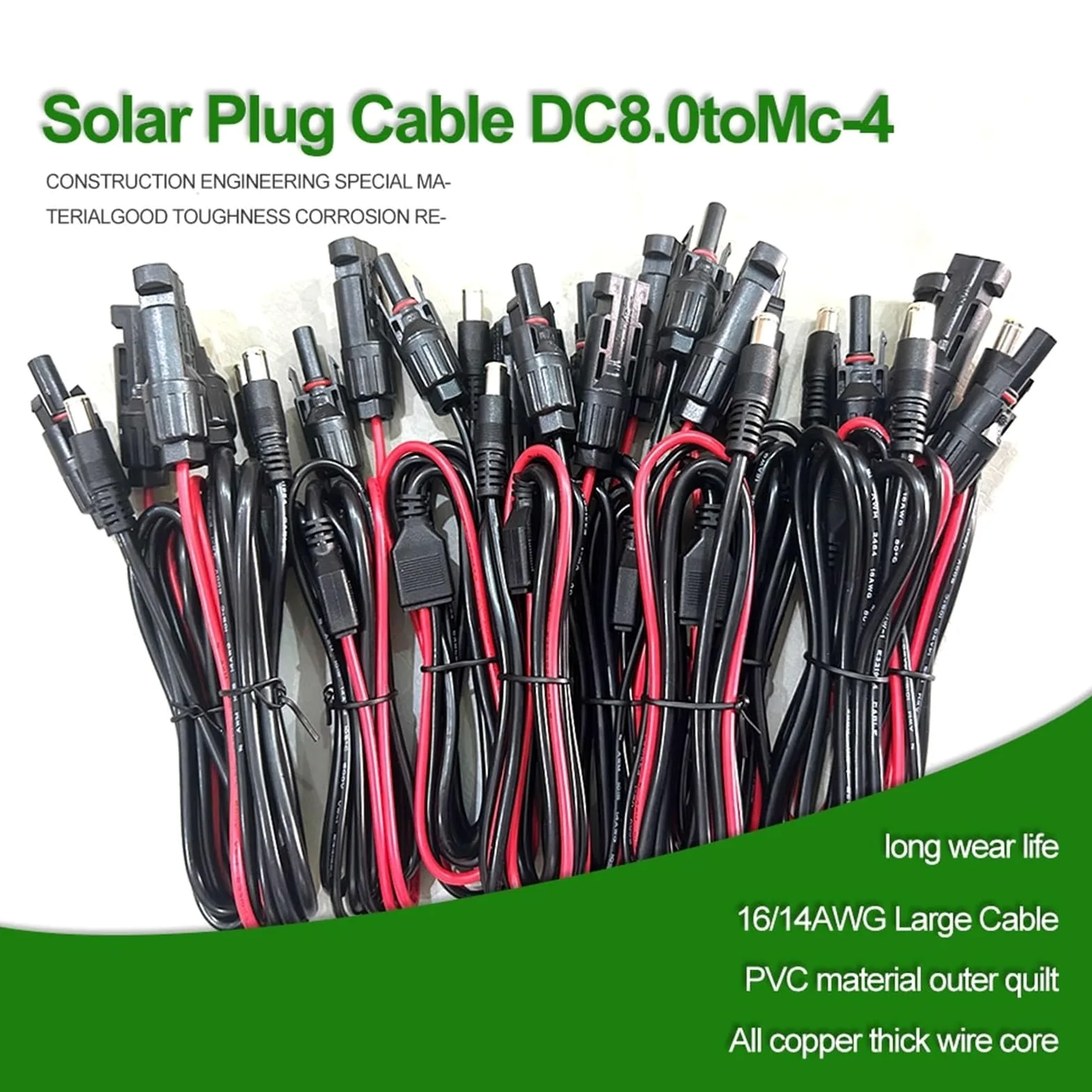 DC7909 DC8.0 Enchufe a conector solar Mc-4 Conversión Células Solares Almacenamiento de Energía Cableado de Batería Cables de Sistema Solar Fotovoltaico (1 PCS DC8 a Mc4)