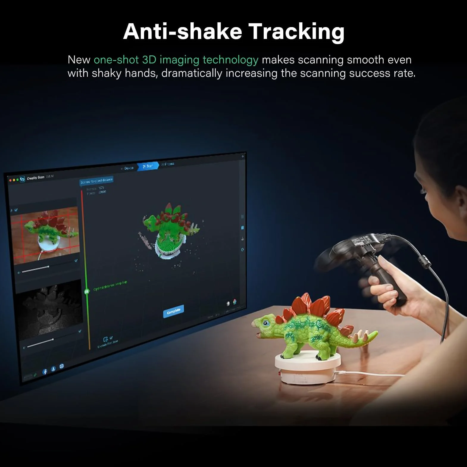 Creality CR-Scan Ferret Pro - Escáner 3D para impresora 3D, escaneo manual de modelo 3D, pista antivibración, escaneo Wifi6, precisión de 0,1 mm, 24 bits a todo color para teléfono Android iOS, PC