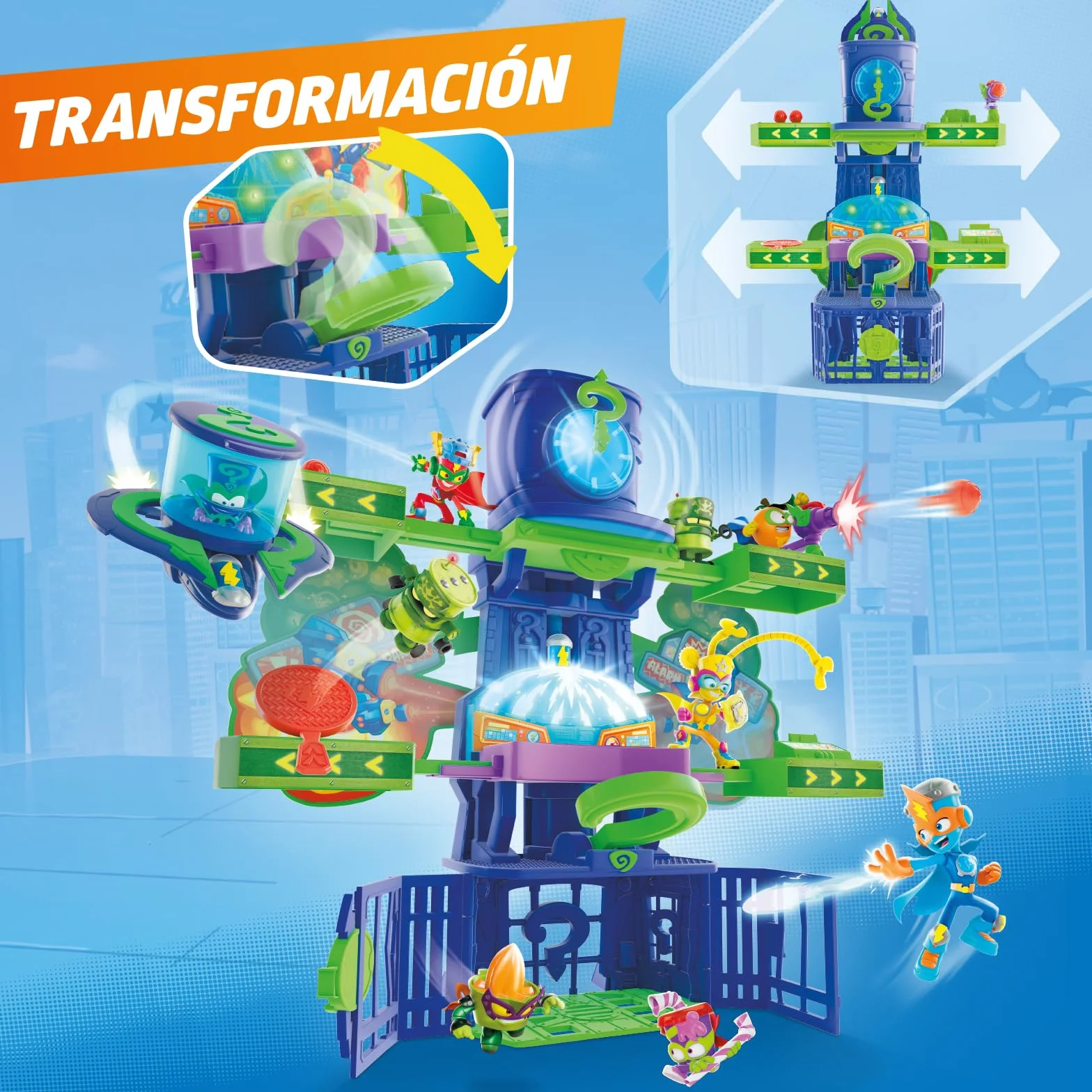 SUPERTHINGS KAZOOM Power Enigma Tower Torre de Enigma Serie TV Contiene 1 Torre 1 Exclusivo 1 Aeronave 1 Prisión 1 Catapulta 1 Disparador 3 Proyectiles
