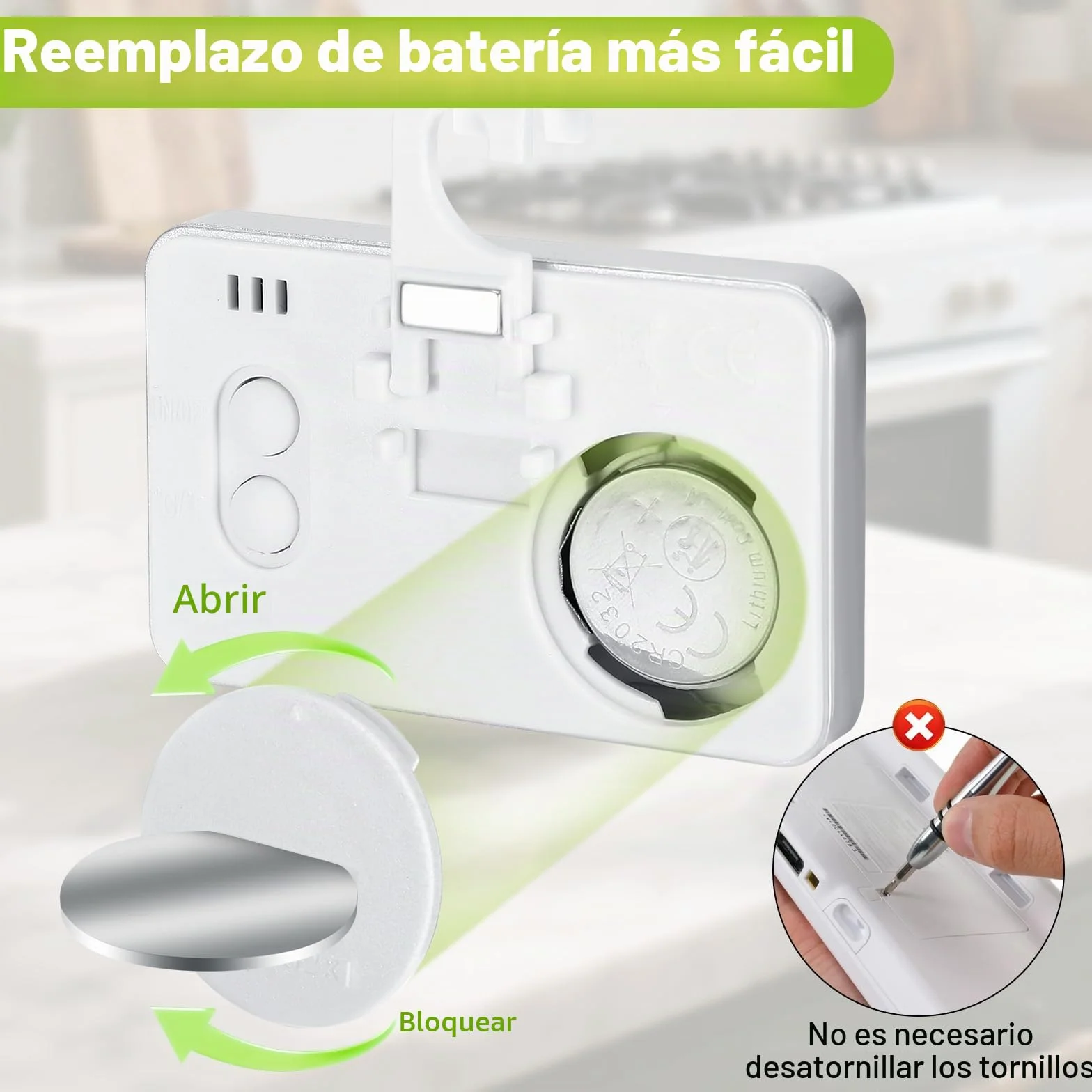Kasanni Termómetro Nevera Congelador Digital con Pantalla Grande, Gancho y Fijación Magnética, Máx/Mín