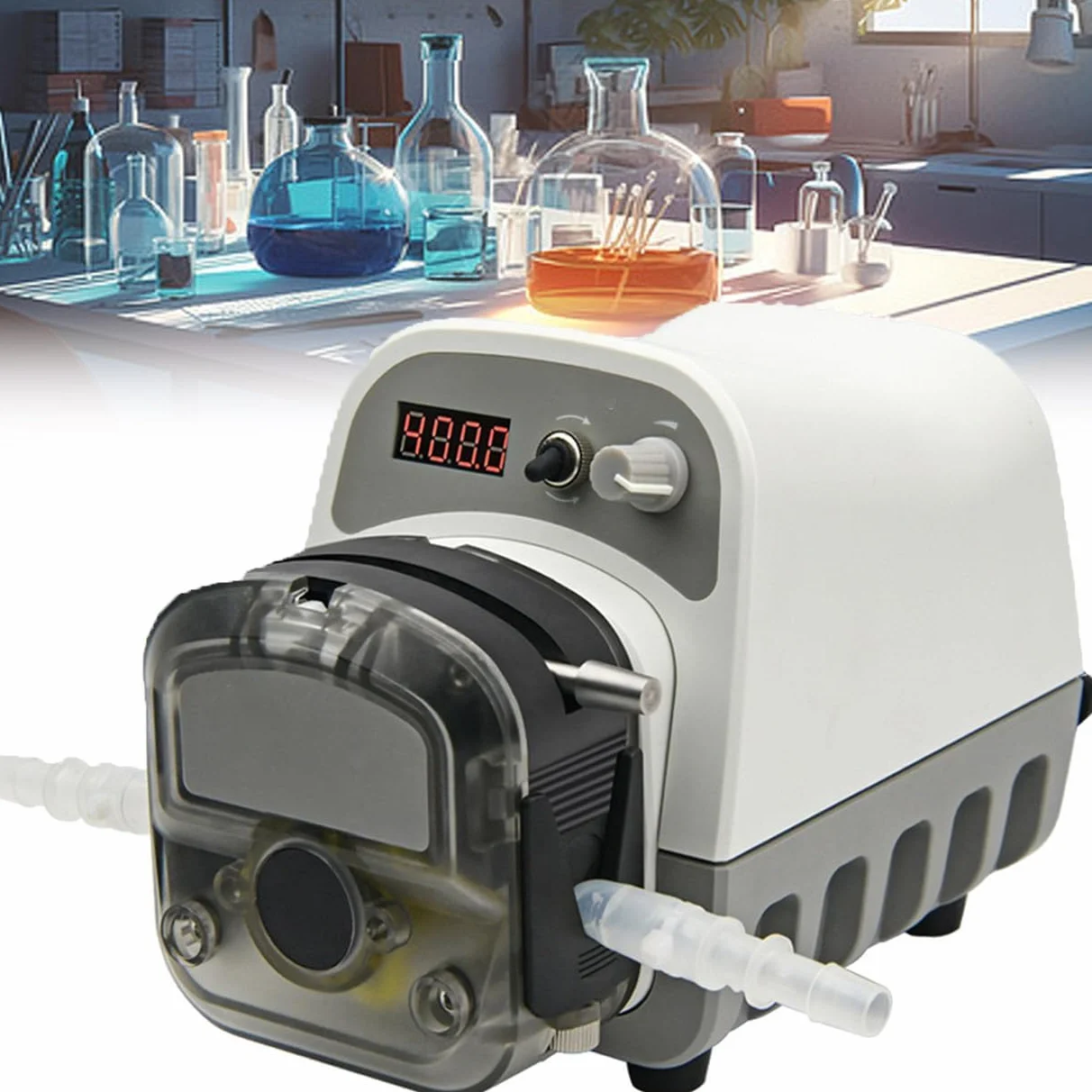 Bomba peristáltica, bomba dosificadora de líquido de alto flujo de 1500 ml/min, velocidad variable 0,1-400 rpm, 3 rotores, pantalla táctil para transferencia de líquidos y llenado de laboratorio