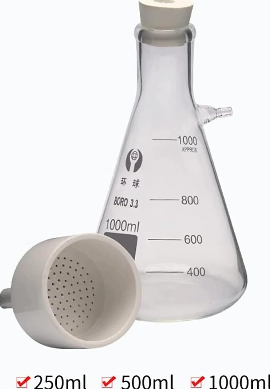 Aparato de filtración al vacío de laboratorio, bomba de mano, equipo de destilación al vacío con embudo y bomba, kit de filtro de succión de vidrio, kit de cristalería de laboratorio de química para