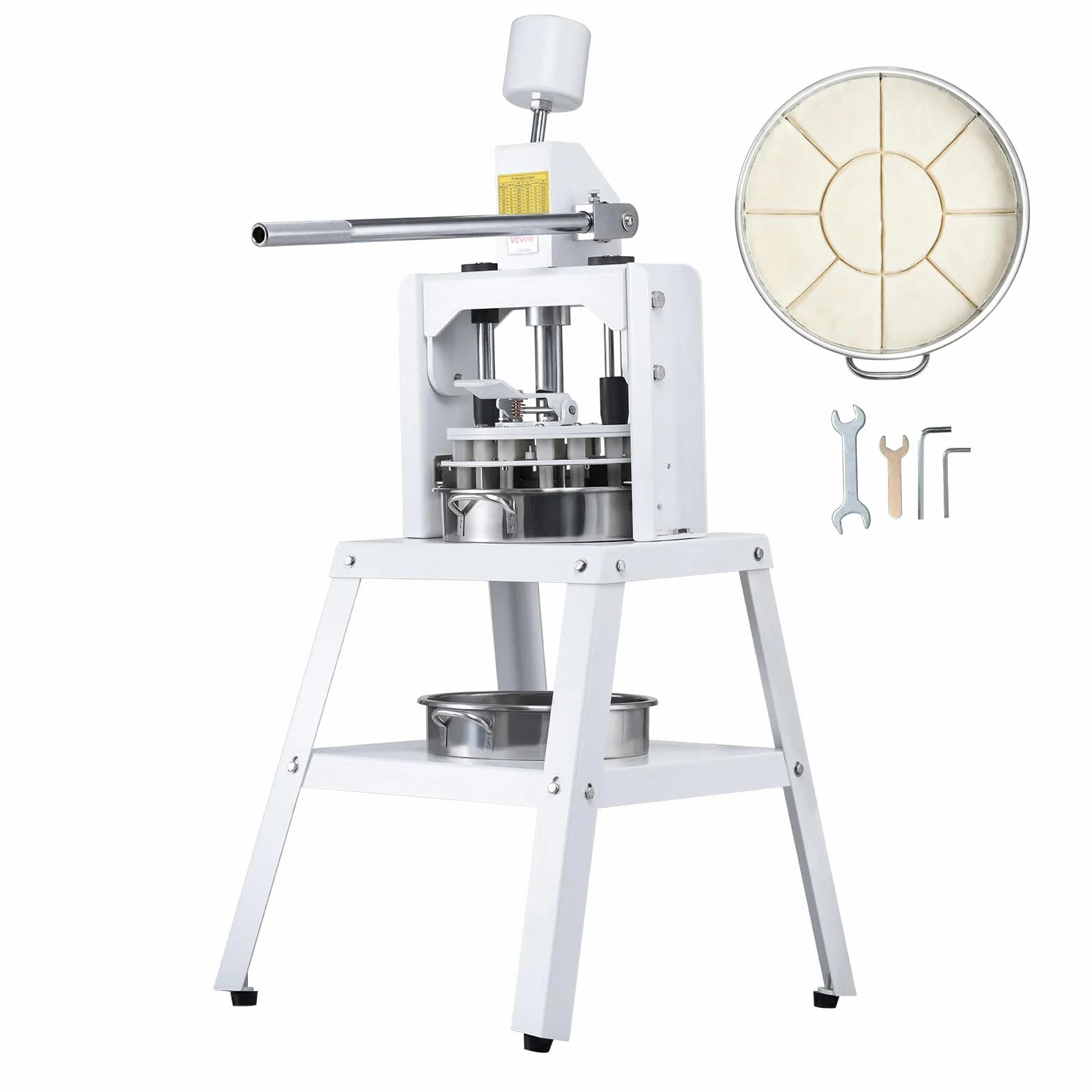 VEVOR Máquina Divisor de Masa Manual 10 Piezas Cortador de Masa de Prensa Manual Vertical 120-560 g con Bandeja y Hoja de Acero Inoxidable Máquina para Hacer Pan para Panadería, Restaurante