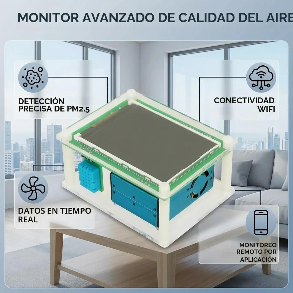 Monitor de Calidad del Aire Interior con Sensor de Formaldehído y PM2.5, Dispositivo Portátil para Hogar, Coche y Exterior, Medición en Tiempo Real