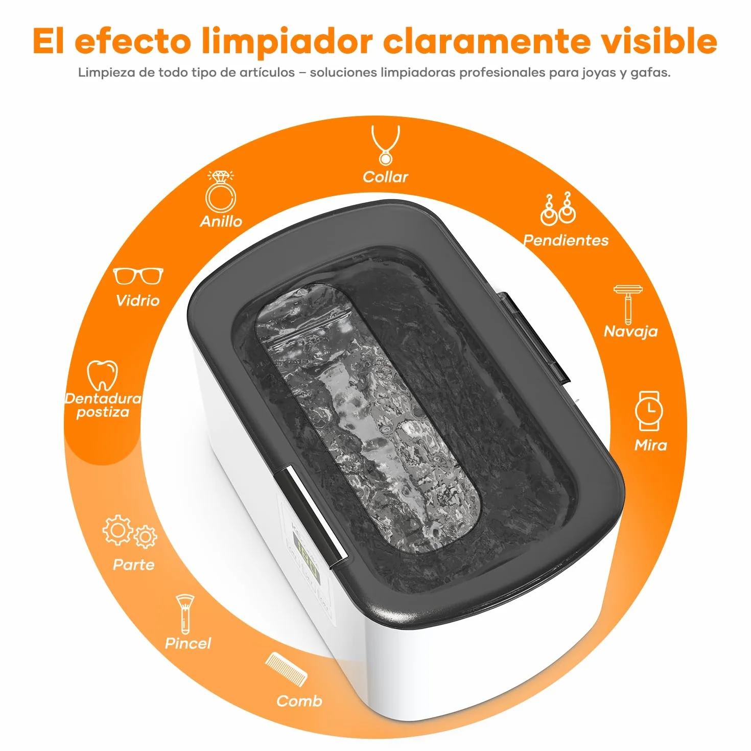 KECOOLKE Limpiador ultrasónico 600 ml temporizador digital para joyas gafas anillos