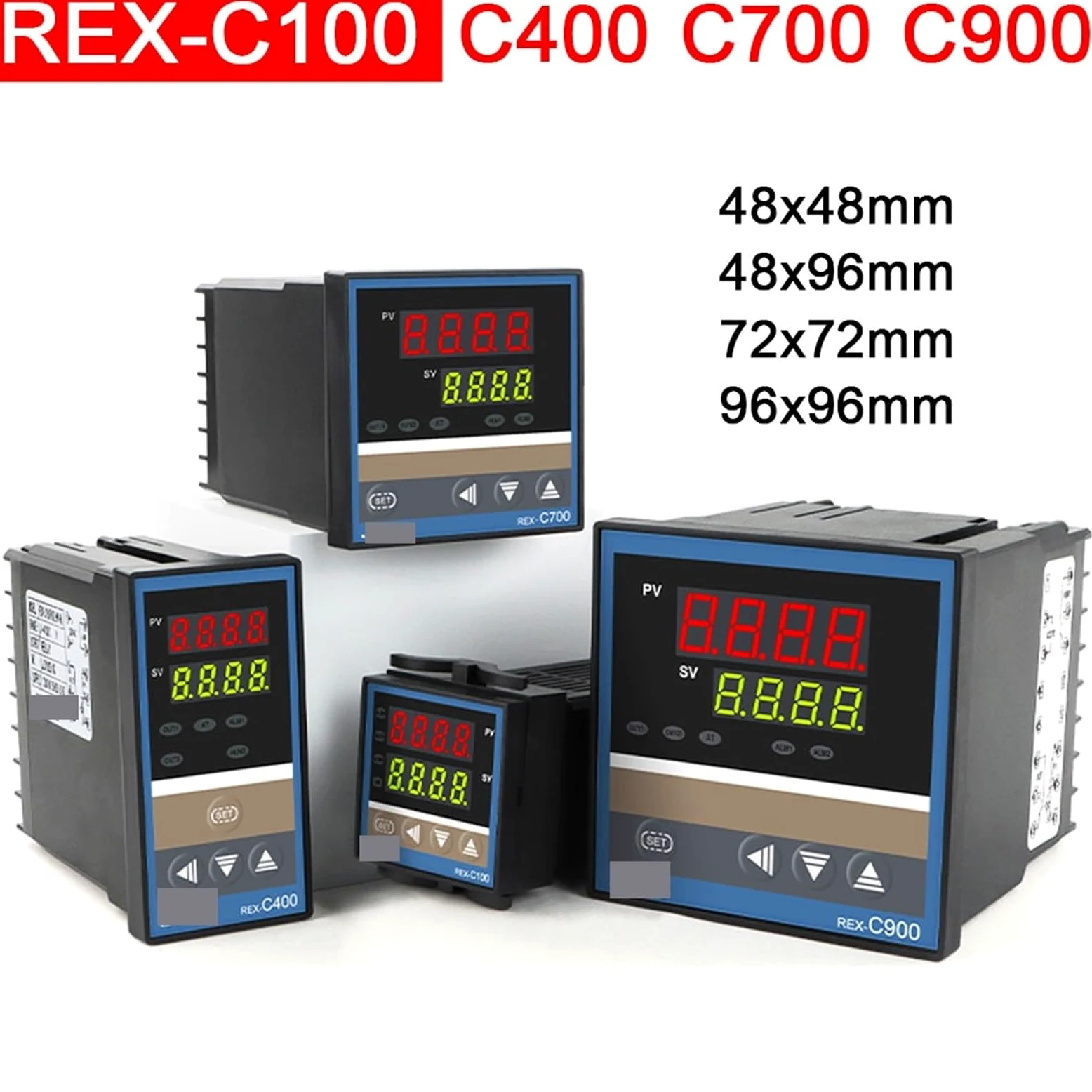 1 Uds REX-C100 48*48 controlador de temperatura PID REX-C400 48*96mm termostato Digital REX-C700 72*72 REX-C900 regulador de temperatura Industrial(M)