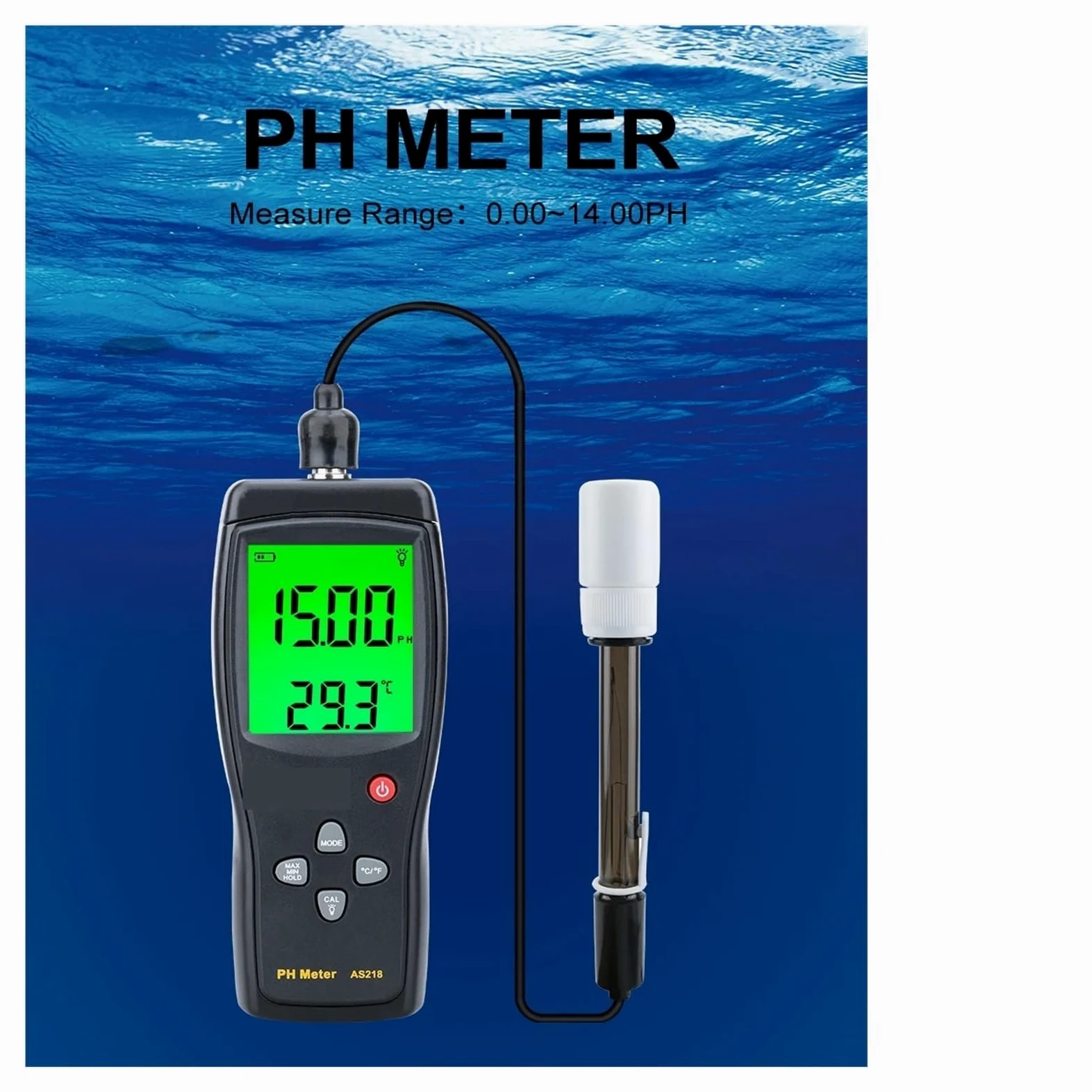 Medidor Digital de calidad del agua rango 0,00~14.00pH probador PH acuario piscina líquido acidez medidor,Extensamente probado