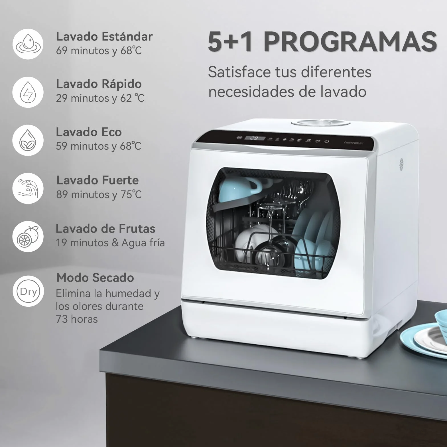 Hermitlux Lavavajillas Compacto 43 cm 4 Juegos 175 kWh/año Blanco