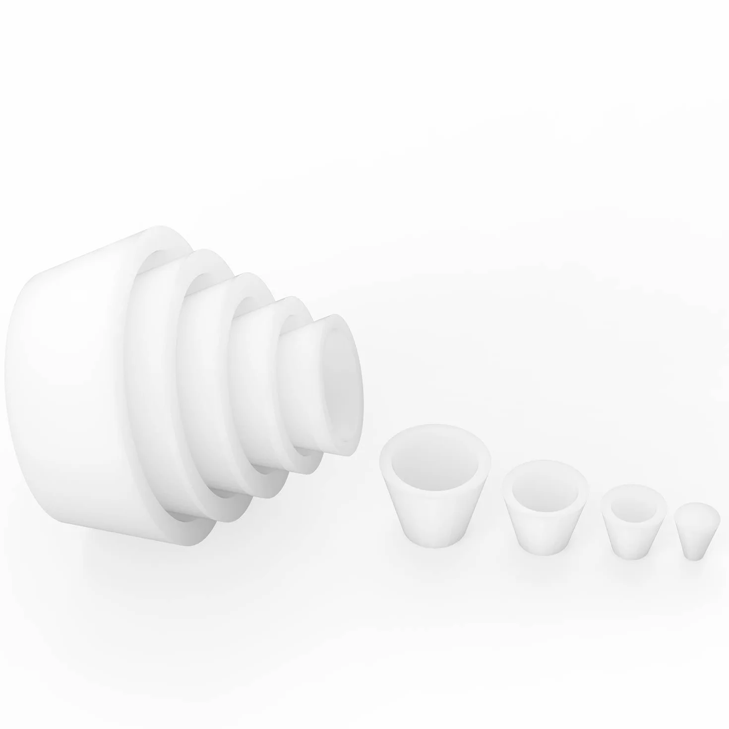 Stonylab Conos Adaptadores de Filtro Silicona 9PK Collar Cónico Duradero Tapón de Silicona Juego de Adaptadores de Conos Matraz de Embudo Buchner Blanco