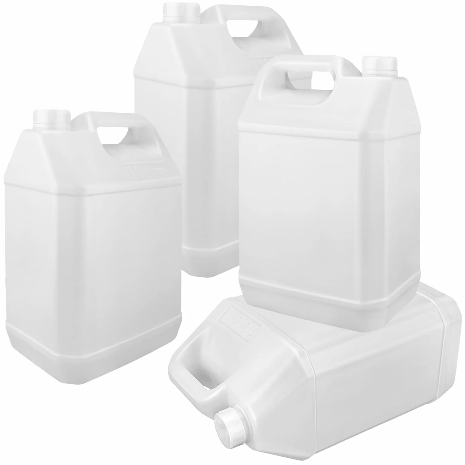 Jarra de agua de 2.5 galones, jarra de plástico estilo F, contenedores de almacenamiento de agua, contenedores de HDPE con tapa a prueba de fugas (paquete de 4)