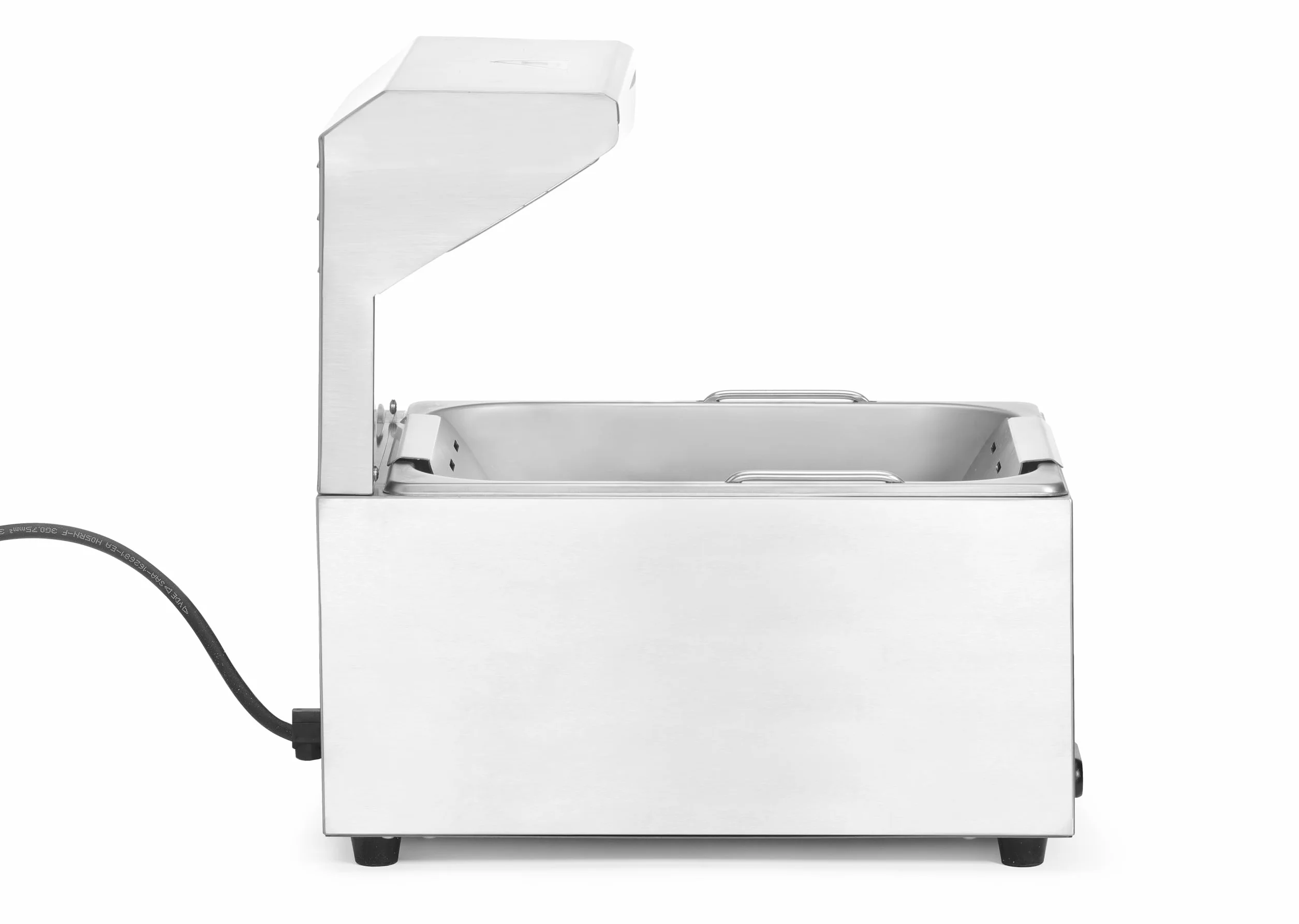 HENDI Calientapatatas fritas eléctrico con lámpara infrarroja, bandeja perforada, cubeta GN 1/2, 220V, 400W, 357x267x376mm, acero inoxidable
