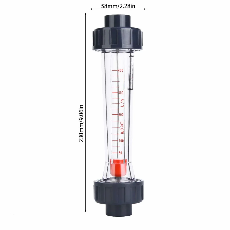 Medidor de Flujo de Líquido 40-400L/H Caudalimetro Agua Rotómetro Tubo Plástico LZS-20 (D)
