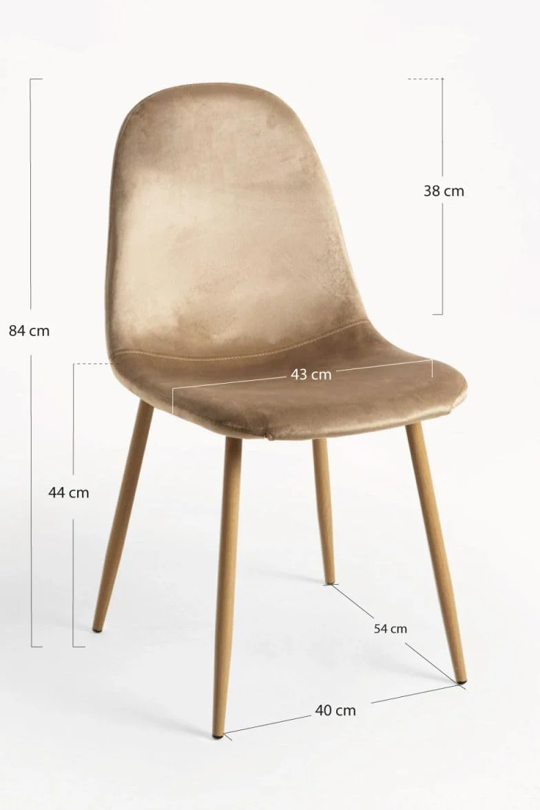 Regalos Miguel - Packs Sillas Comedor - Pack 4 Sillas Teok Terciopelo - Marrón Claro