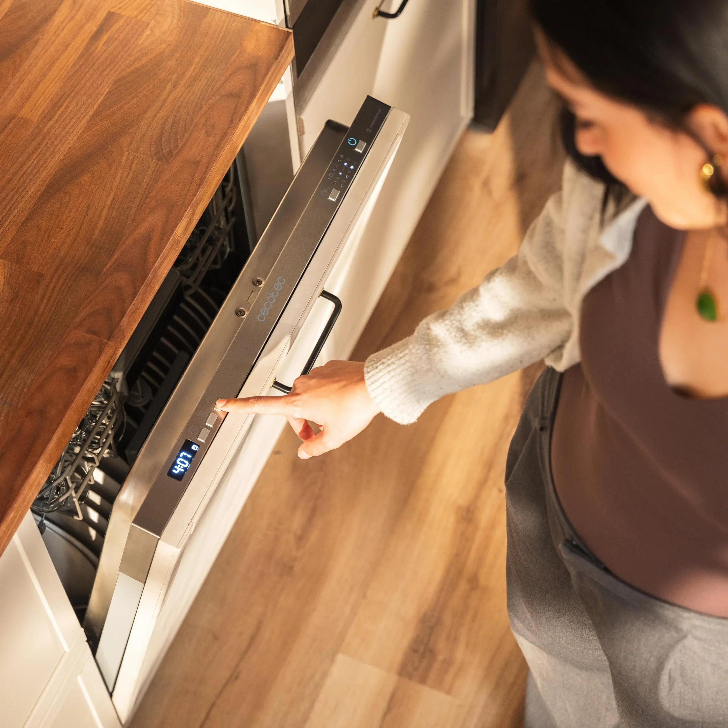 Cecotec Lavavajillas Integrable 60cm Bolero Aguazero 6500 Full-BI 15 Cubiertos Tercera Bandeja Bajo Consumo 6 Programas Dual Zone Wash O2 Dry Motor Inverter Plus