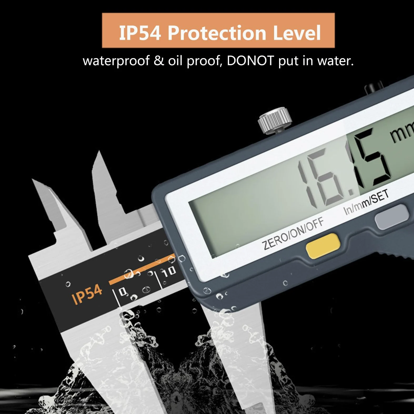 Calibre Digital IP54 Impermeable con Bluetooth,Pie de Rey Digital de Acero Inoxidable con Pantalla LCD,Vernier Caliper para Mediciones Externas,Internas,Profundidad y Paso,150mm/6in