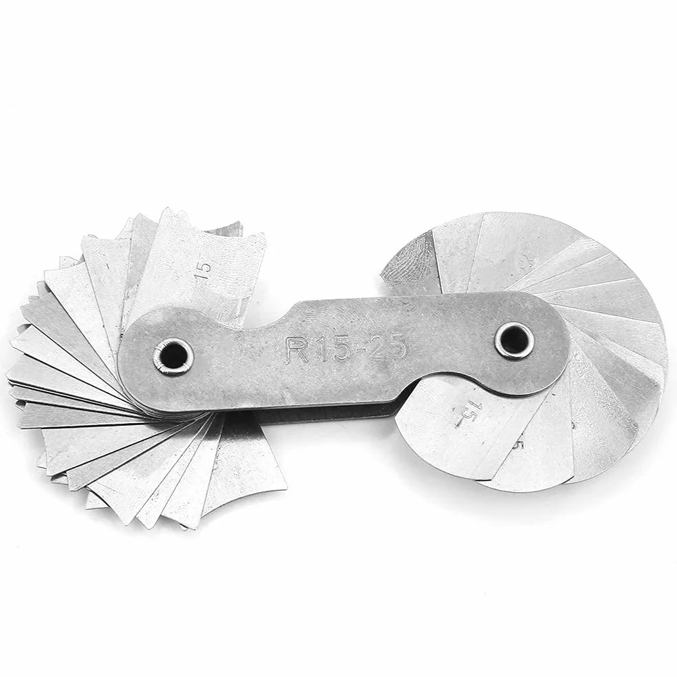 Medidor de Filete de Acero Inoxidable 4 piezas R0.3-1.5 R1-6.5 R7-14.5 R15-25
