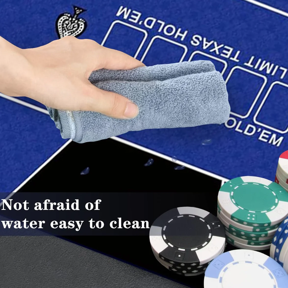Alfombrilla de póquer profesional 180x90 cm 8 jugadores Texas Hold'em goma portátil con bolsa