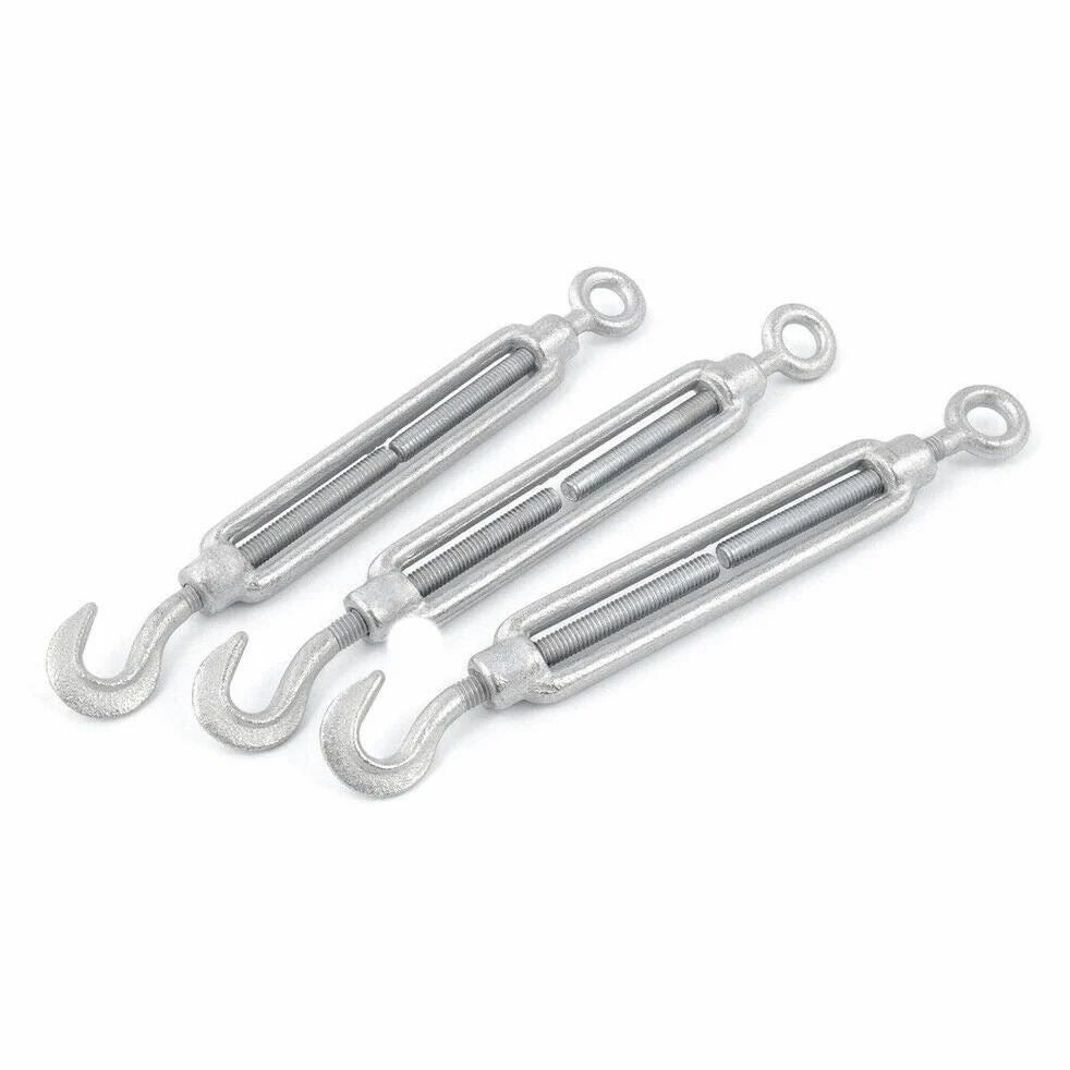 50 piezas tensores M5 ganchos/ojal de acero C15, galvanizado, tensor de cuerda para cable de acero, accesorio para cuerda de alambre, accesorio para cuerda