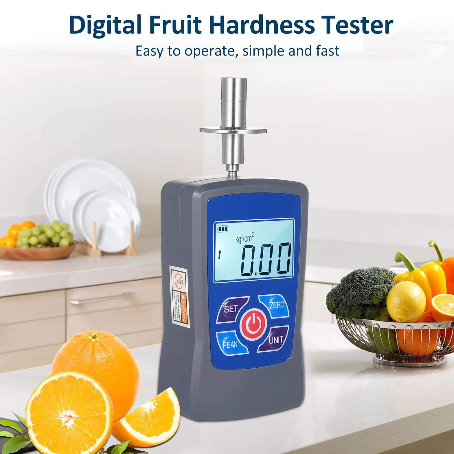 Probador de Dureza de Fruta Digital GY-M30, Mini Durómetro con Luz de Fondo y Alarma