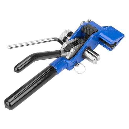 Tensor de fleje de acero inoxidable con crimpadora de corte, herramientas de flejado de acero para agrupar cables, tuberías, carteles, postes eléctricos, compatible con correas de embalaje de 4,6 mm a