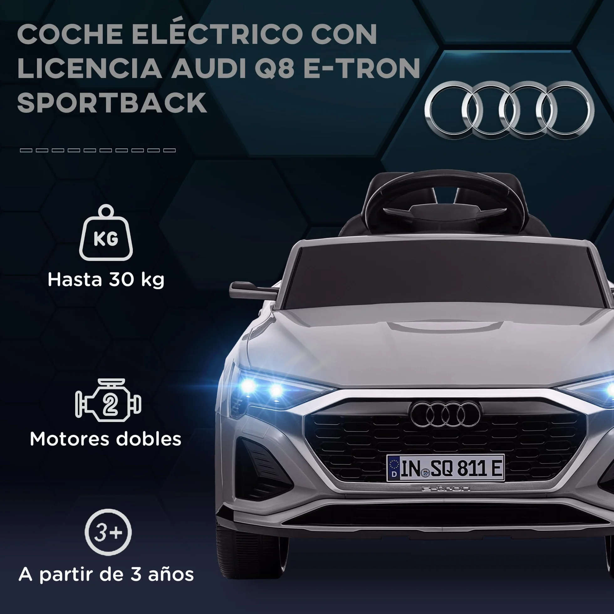 AIYAPLAY Coche Eléctrico para Niños 12V con Mando a Distancia Gris