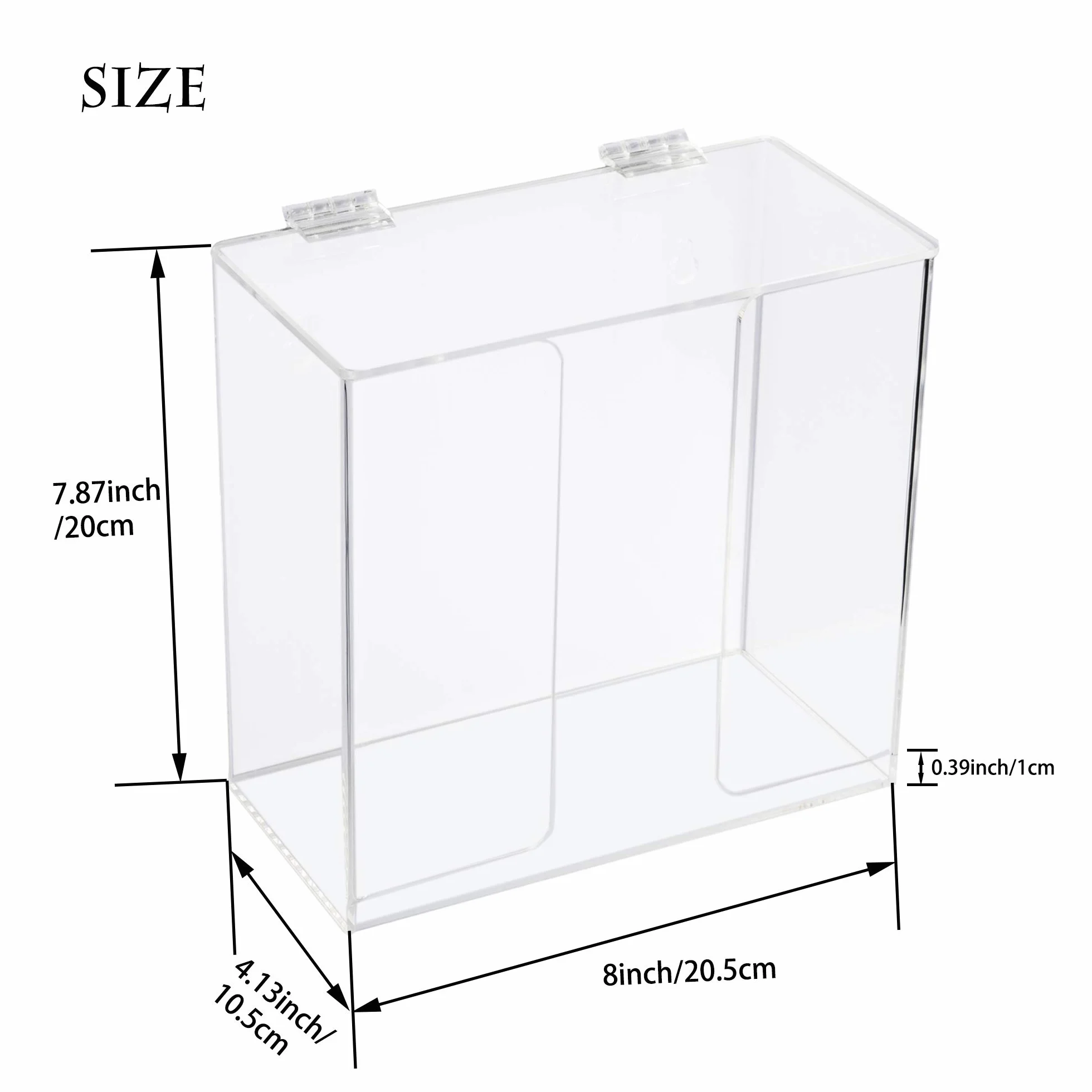 Dispensador de mascarillas Soporte de caja de acrílico para guantes con tapa, Contenedor de almacenamiento de montaje en encimera/pared para máscaras, guantes, servilleta, transparente