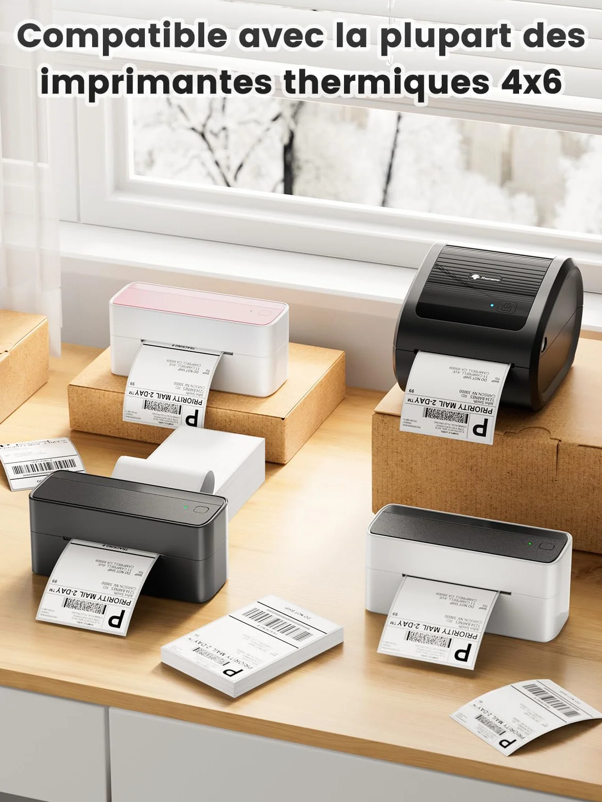 Phomemo Etiquetas de envío 4 × 6 papel térmico impermeables 100 unidades