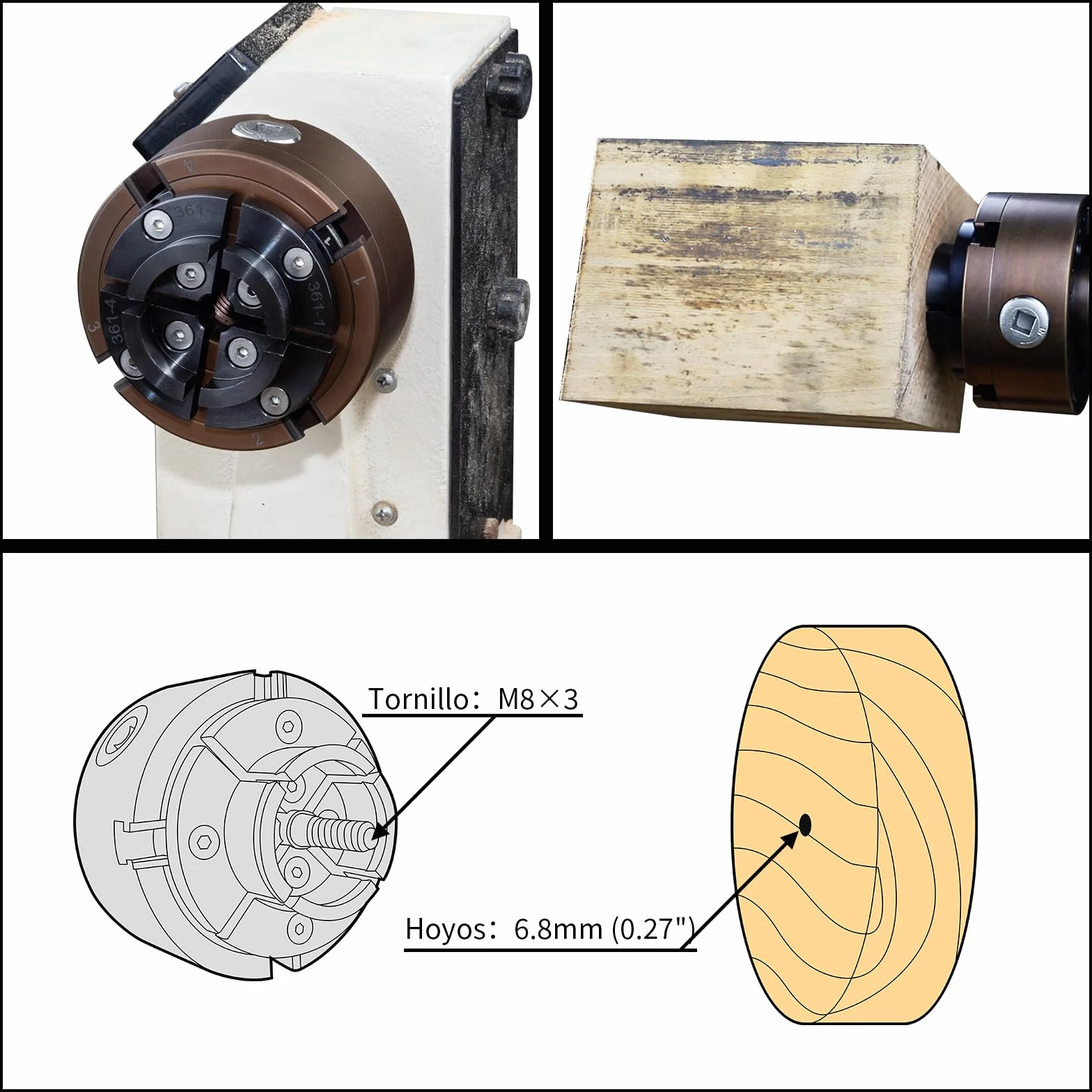 Mandril de Torno Diámetro del Portabrocas 100mm Mandril autocentrante para mandril de torno M33 y M18