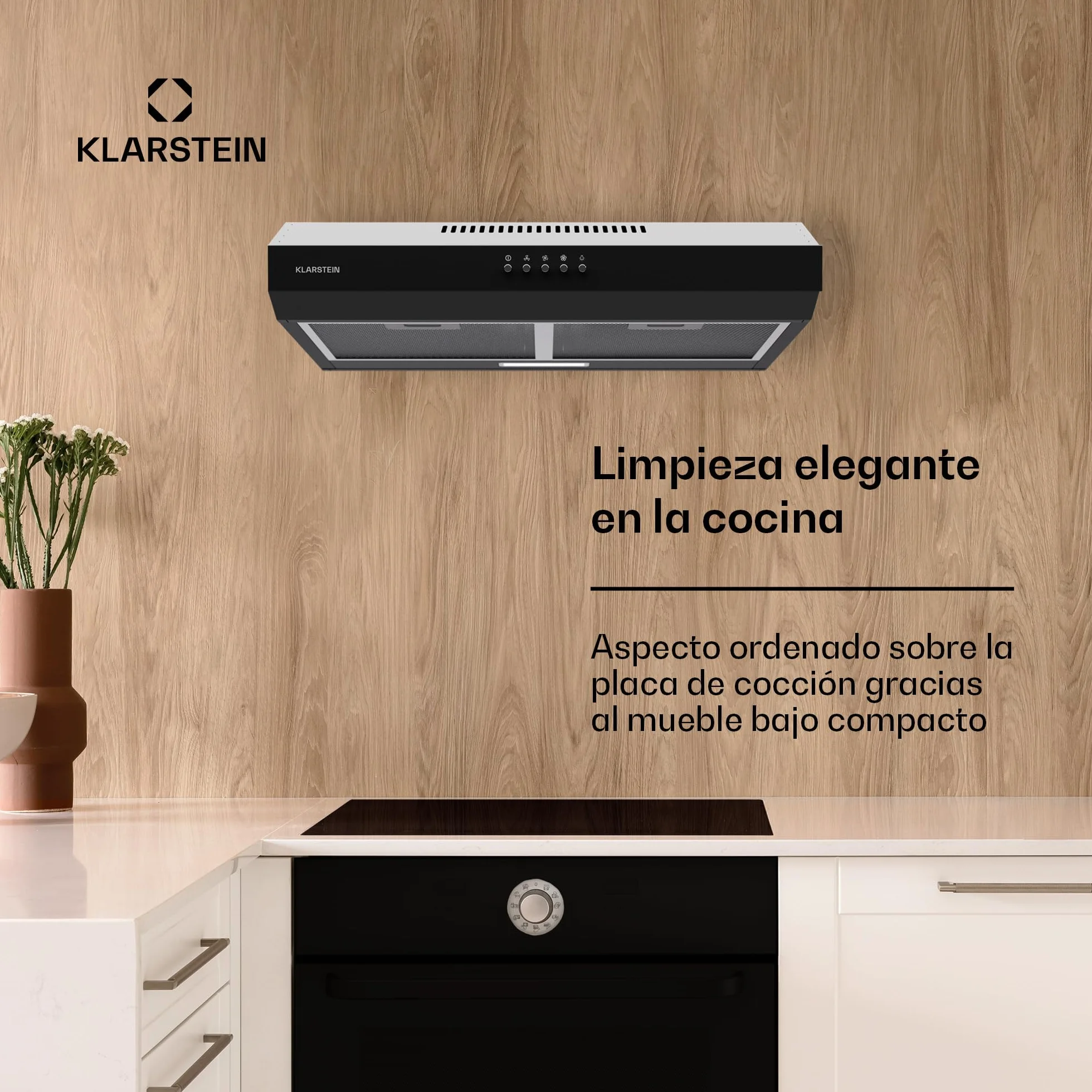 Klarstein campana extractora 60 cm 200 m³/h filtro aluminio apto lavavajillas