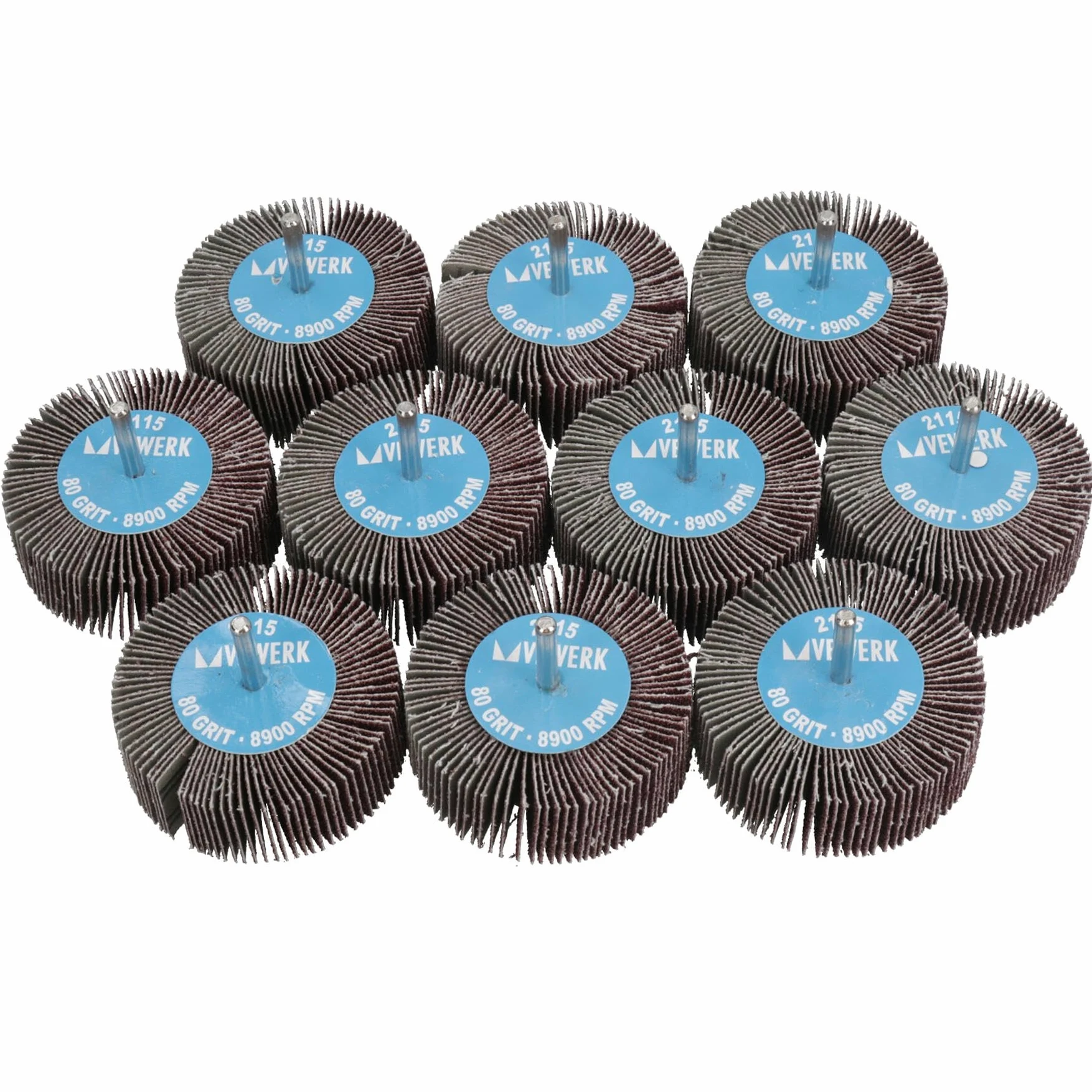 Almohadillas de lijado abrasivas de grano 80 de 80 mm para taladros, amoladoras, vástago de 6 mm, 100 unidades