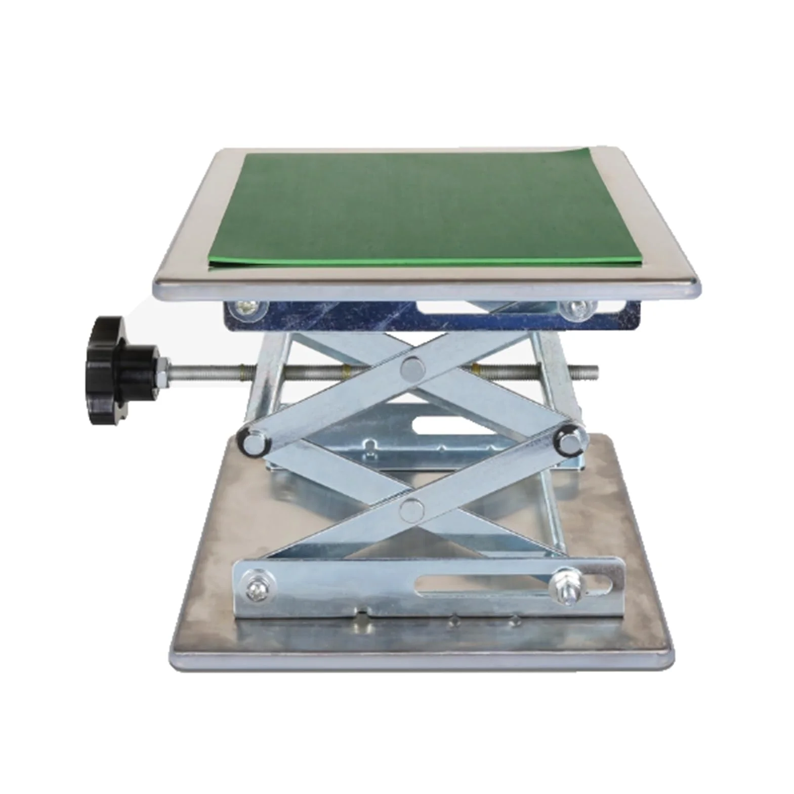 Soporte De Gato Laboratorio Acero Inoxidable,Elevación Nivel Manual | Herramienta de medición de laboratorio, con tapete antideslizante y mango giratorio(150x150mm)