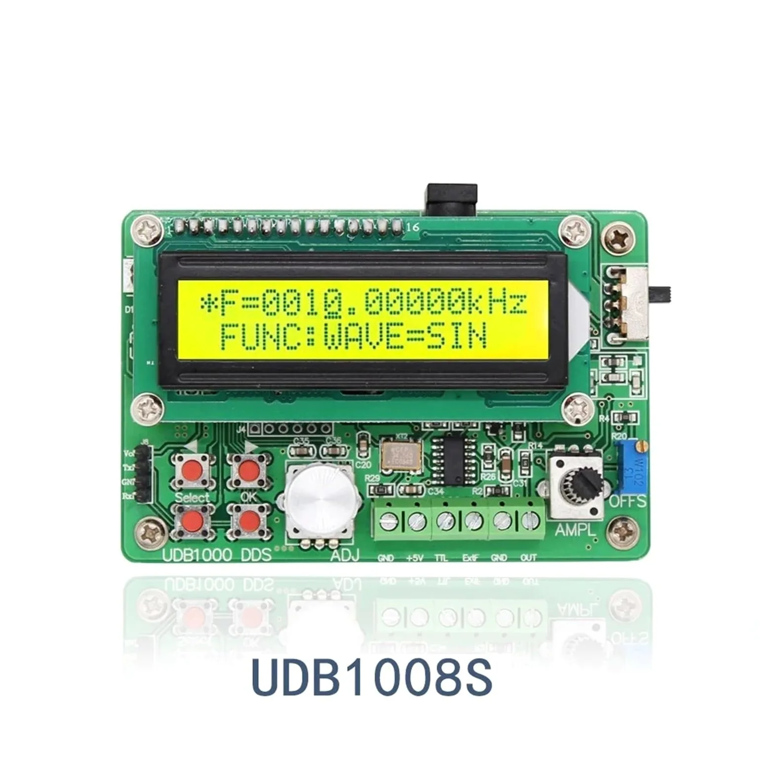 Generador de señales de función DDS UDB1008S 8MH/z, Fuente de señal de Pulso/Contador de frecuencia con comunicación y Barrido de frecuencia