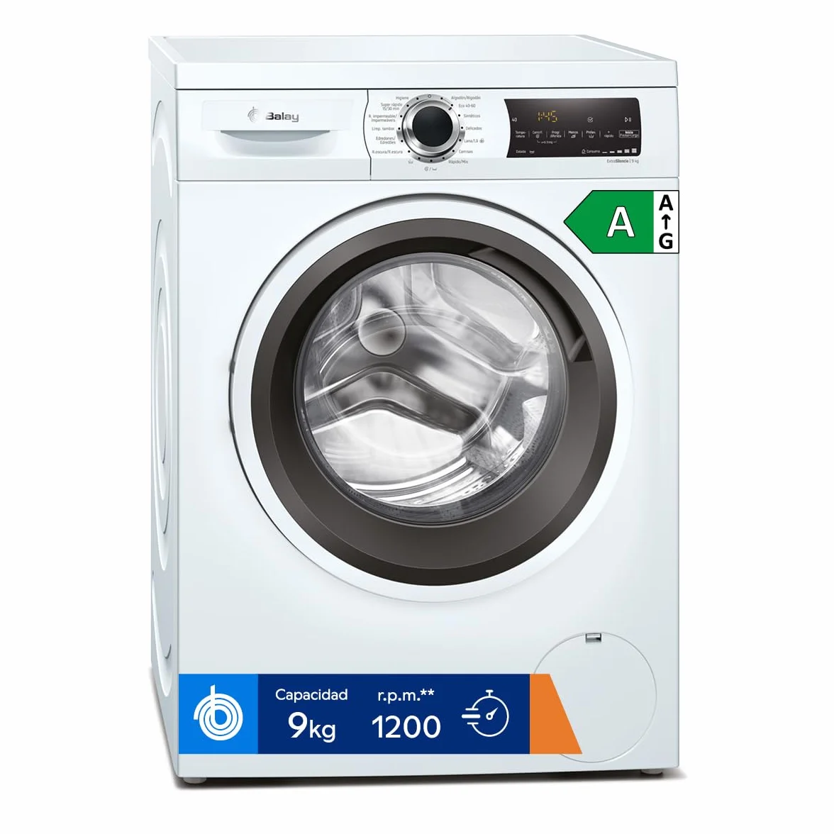 Balay Lavadora 9 kg 3TS993BP Blanco Programa Super rápido Rápido/mix