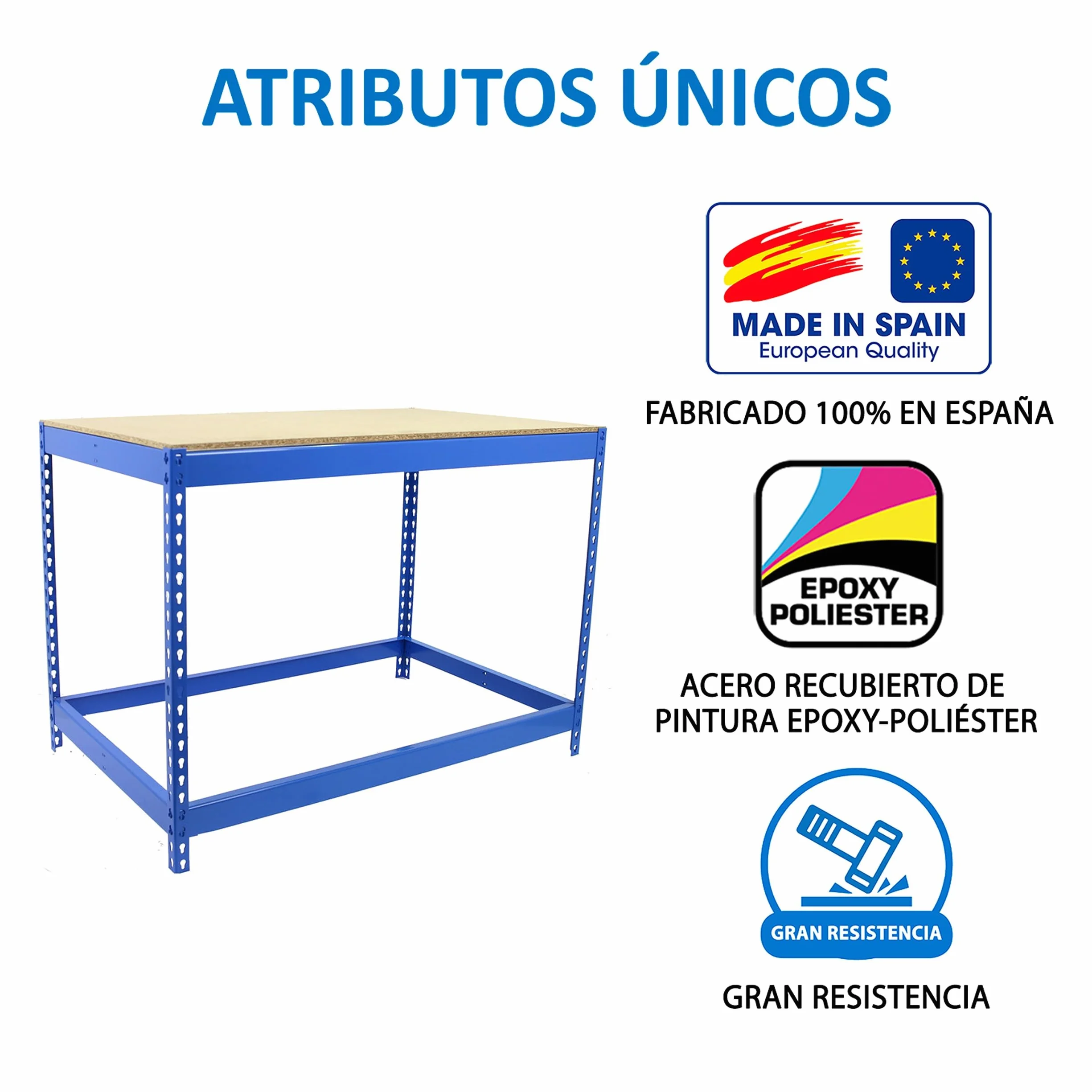 Simon Rack Banco de Trabajo Taller 400 kg 900x1200x900 mm Azul Madera BT-Basic