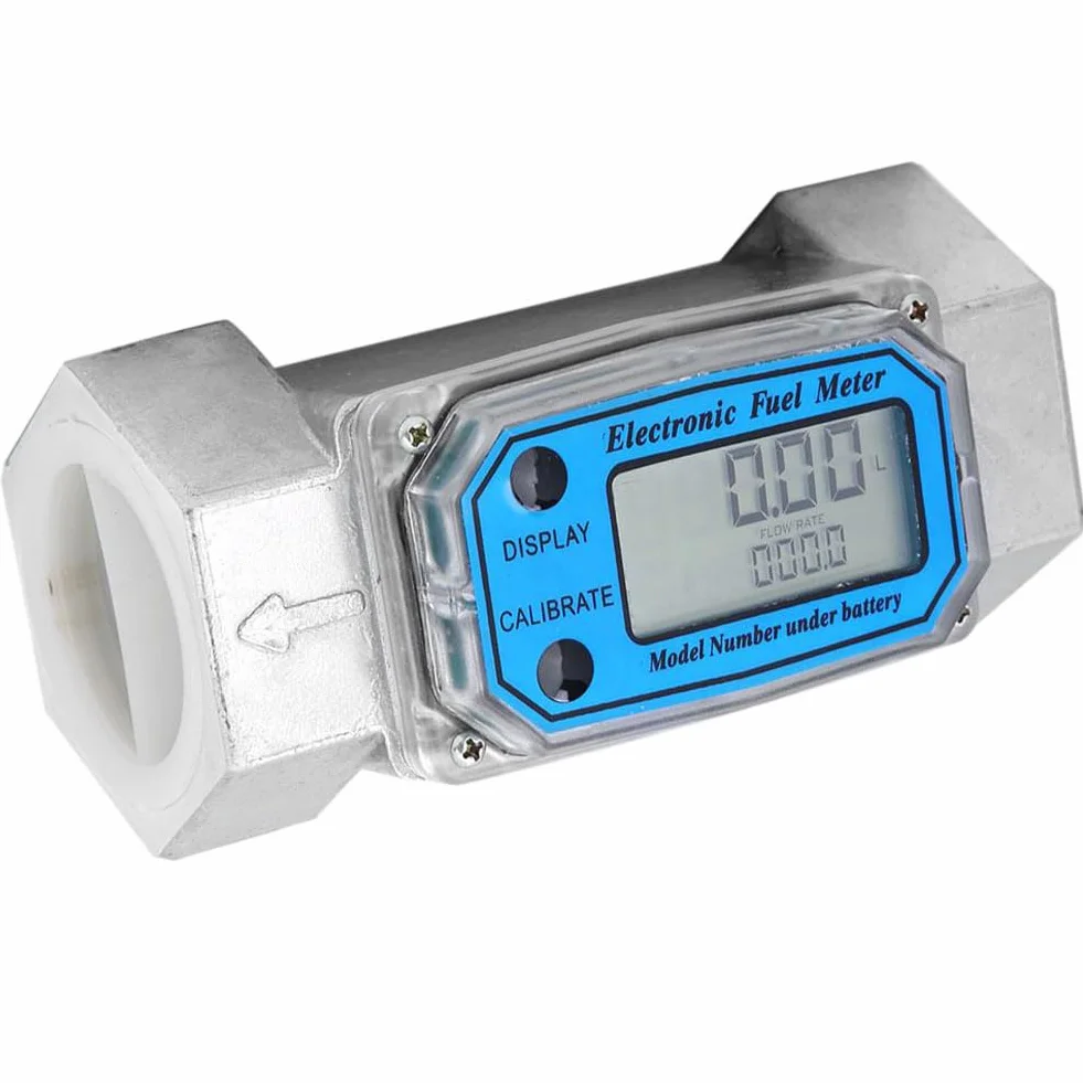 Digital Turbine Flow Meter 120L/Min Water Fuel Flow Meter 0-99999 Electronic Fuel Meter 1-1/2" NPT