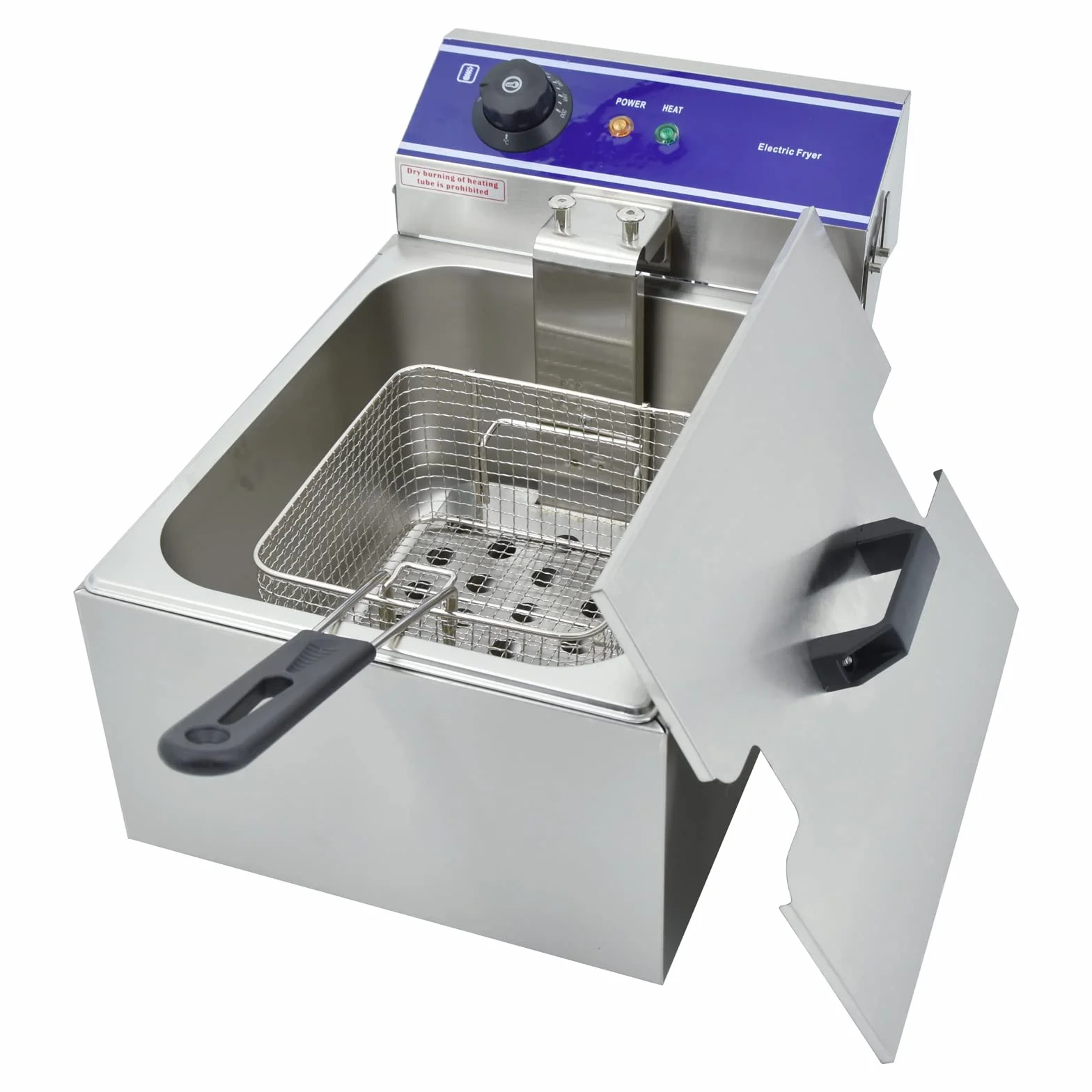 Freidora Eléctrica 10L Comercial Acero Inoxidable Capacidad de aceite máxima es 6L, freidora de aceite, 3000W 220V-240V termostato 60-200 ° C