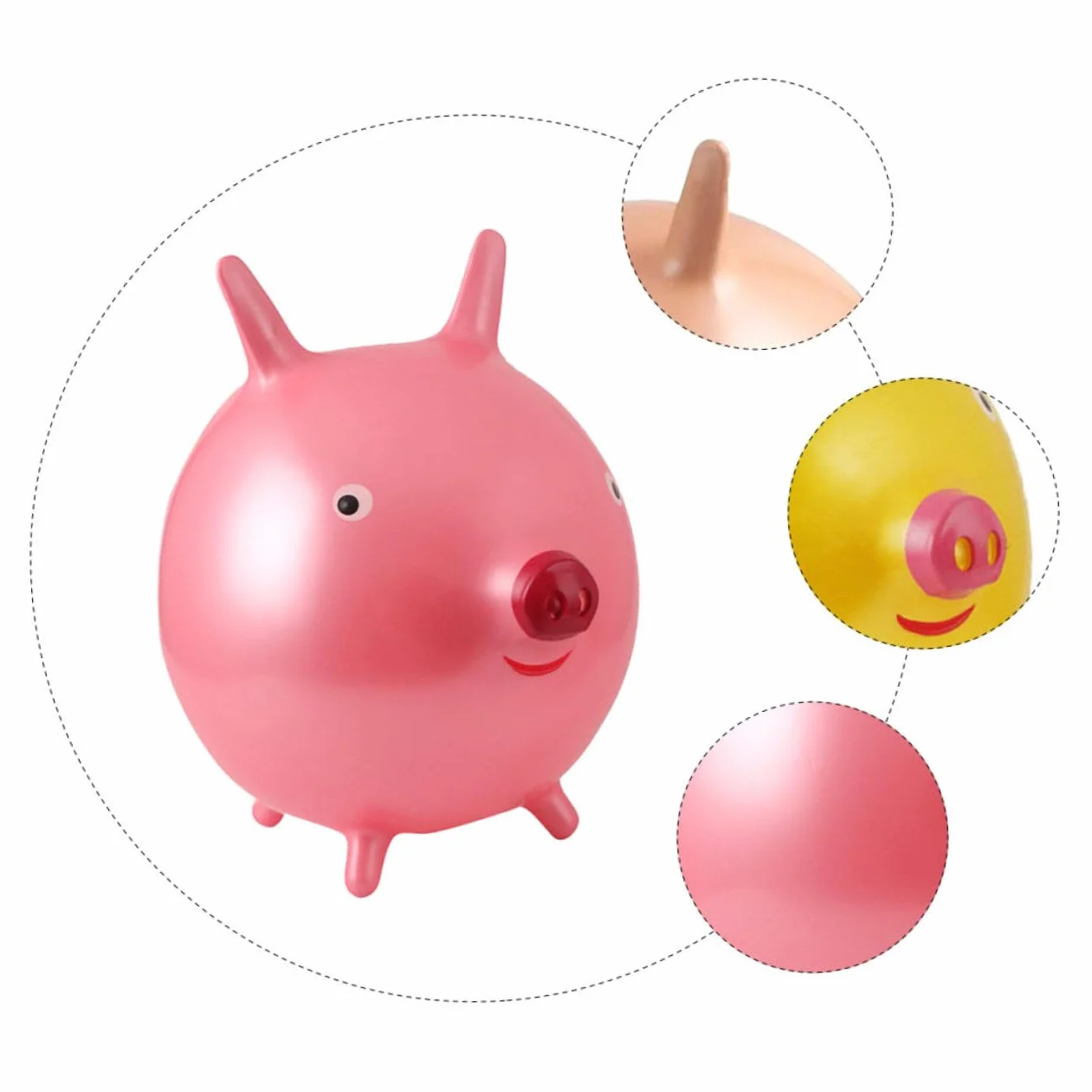 Pelota para Saltar Gruesa de PVC para Niños Forma de Cerdito con Asas Tipo Orejas