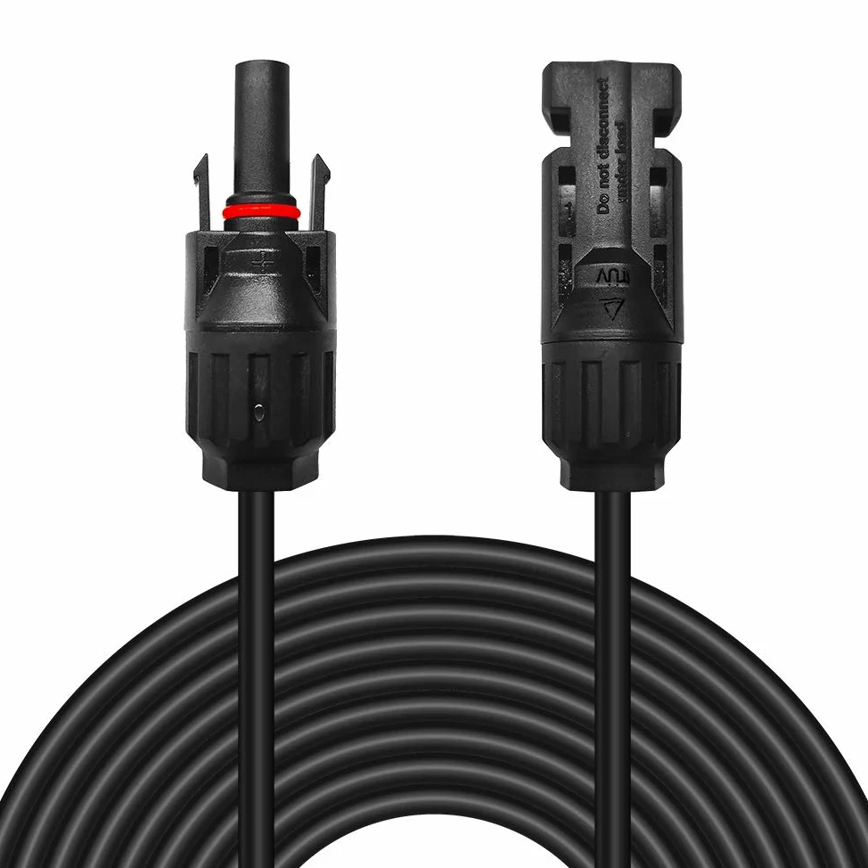 Newpowa Cable de extensión solar negro con conectores de panel solar macho/hembra compatible con MC4, resistente a la intemperie para uso al aire libre